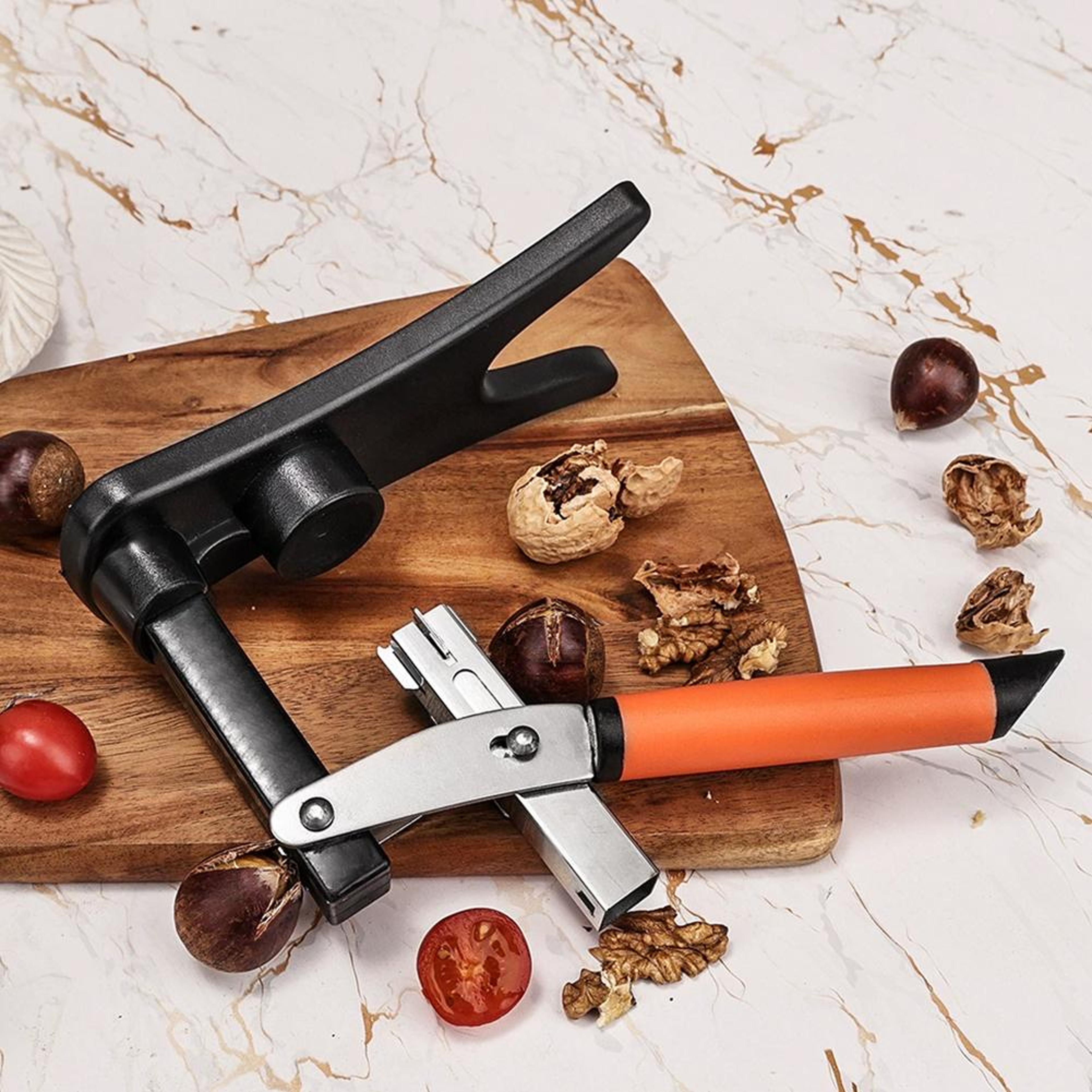 chestnut cutter non-slip handle, portable nutcracker for easy shelling, cracking peeling, nut sheller tool for kitchen