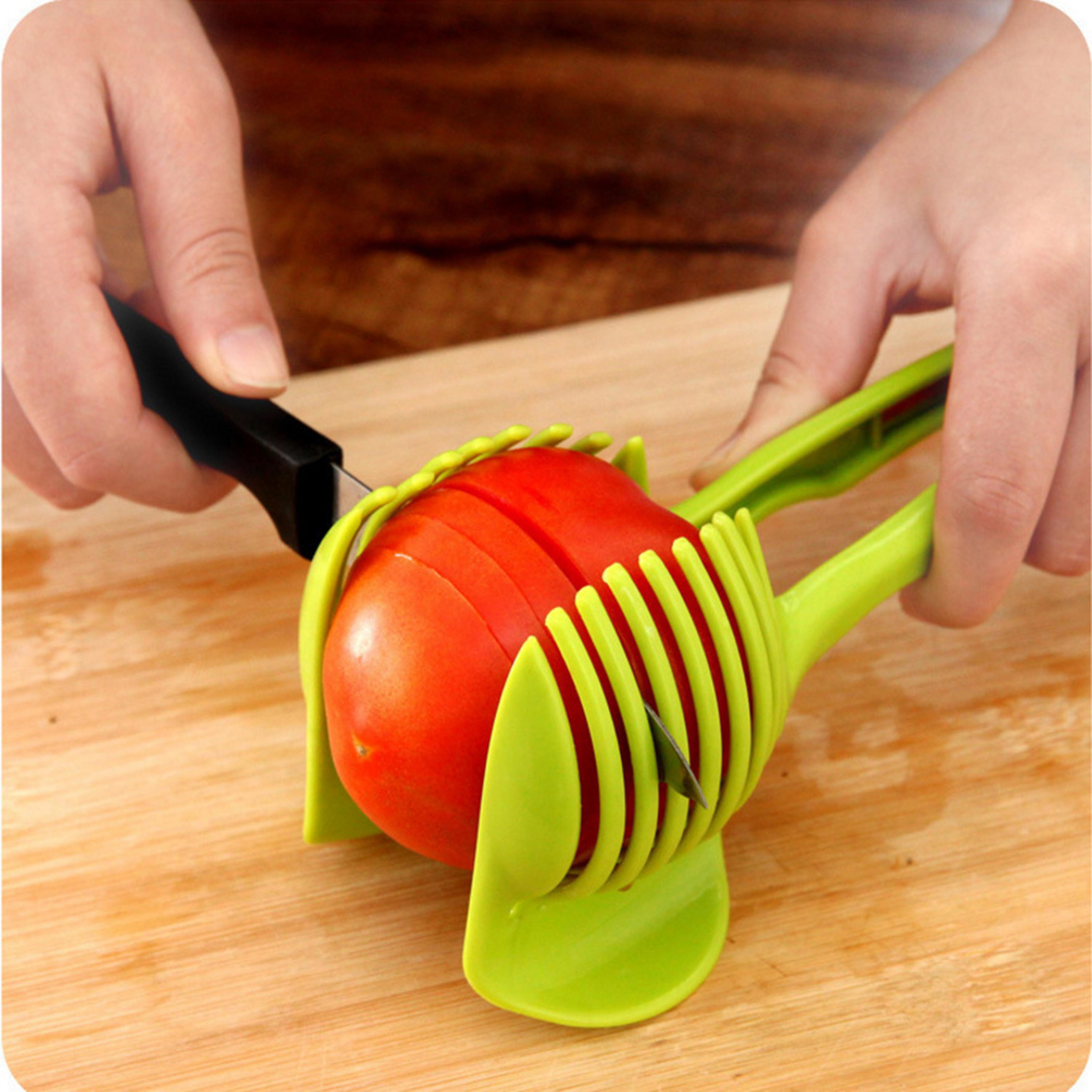 plastic kitchen handheld potato slicer, tomato cutter tool, lemon cutting cooking kitchen accessories for easy meal prep