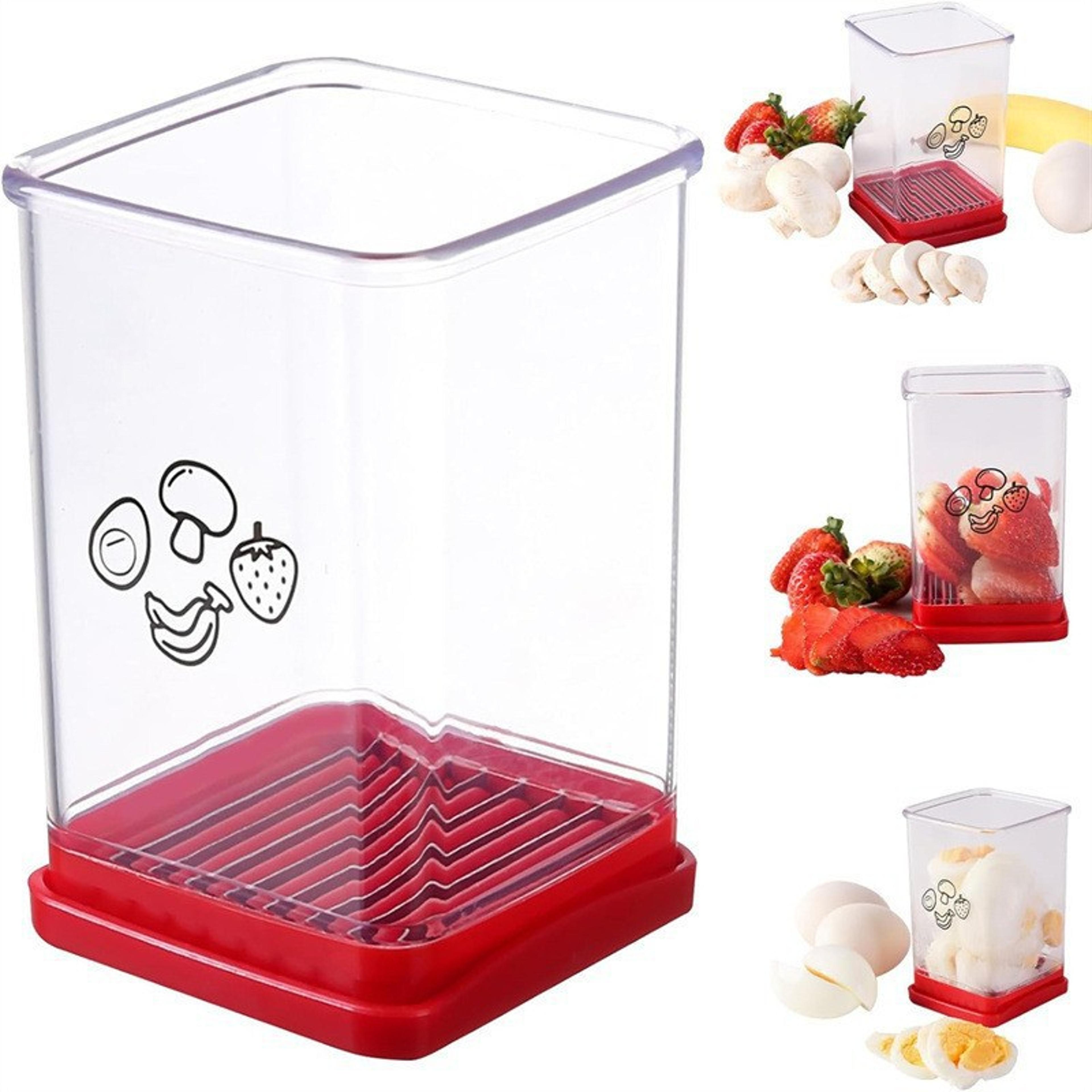 stainless steel fruit slicer, apple, strawberry, banana cutter, push-down corer wedger for easy fruit preparation