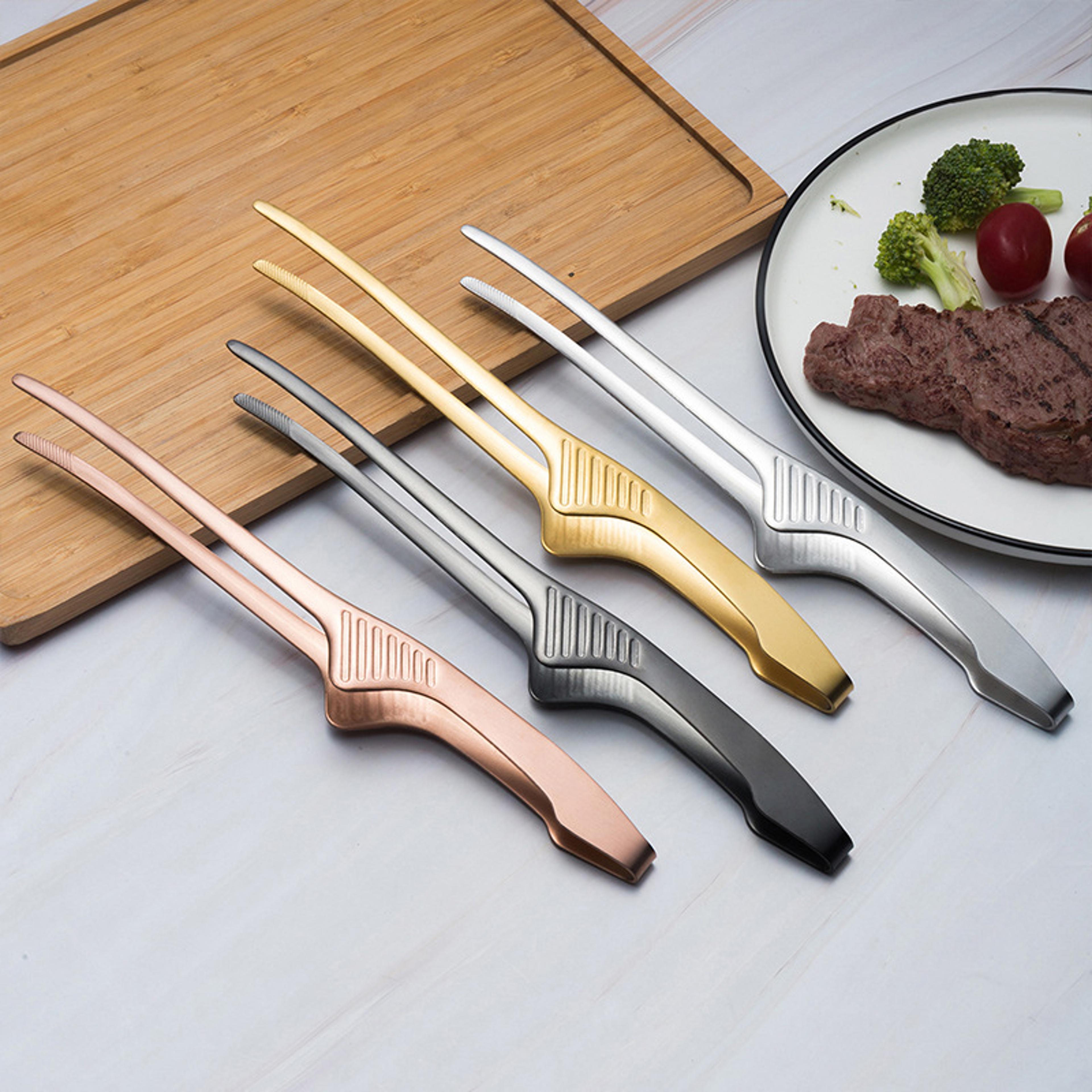 bbq food tongs, stainless steel barbecue clips for outdoor grilling, non-stick steak clamp, perfect kitchen cooking tool