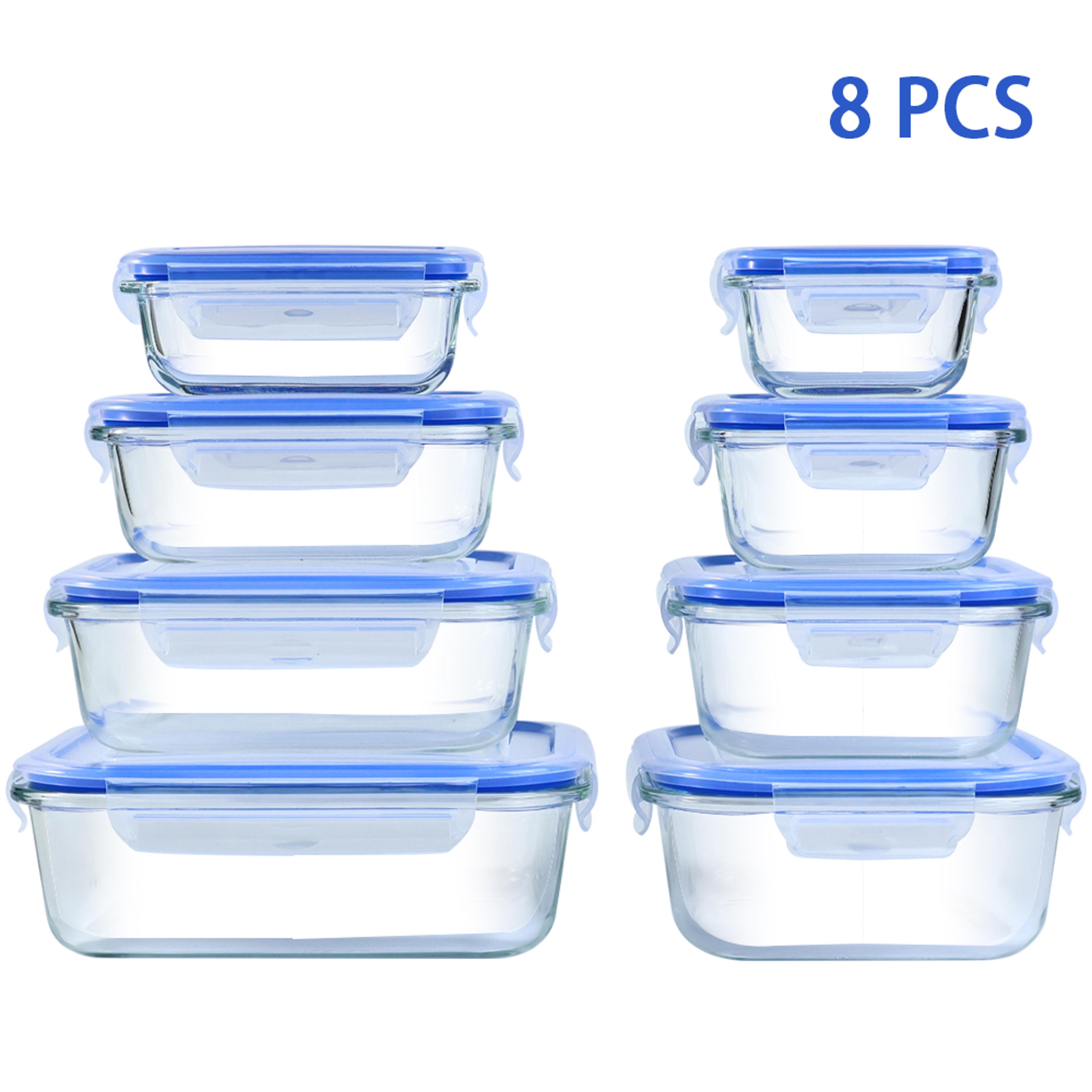 freshlock 8 piece glass food storage container set airtight leakproof meal prep & lunch boxe
