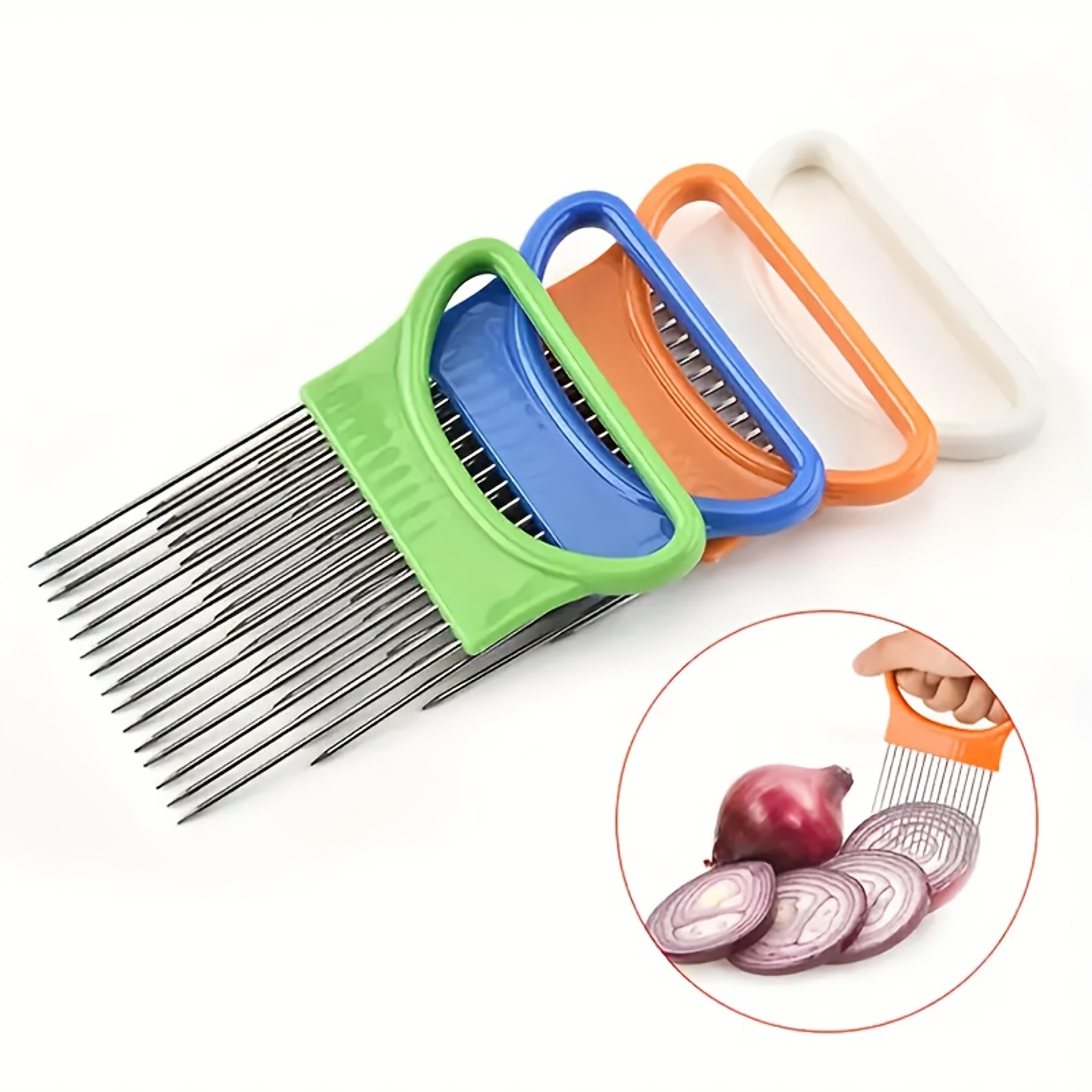 precision slice stainless steel onion holder & vegetable cutting guide