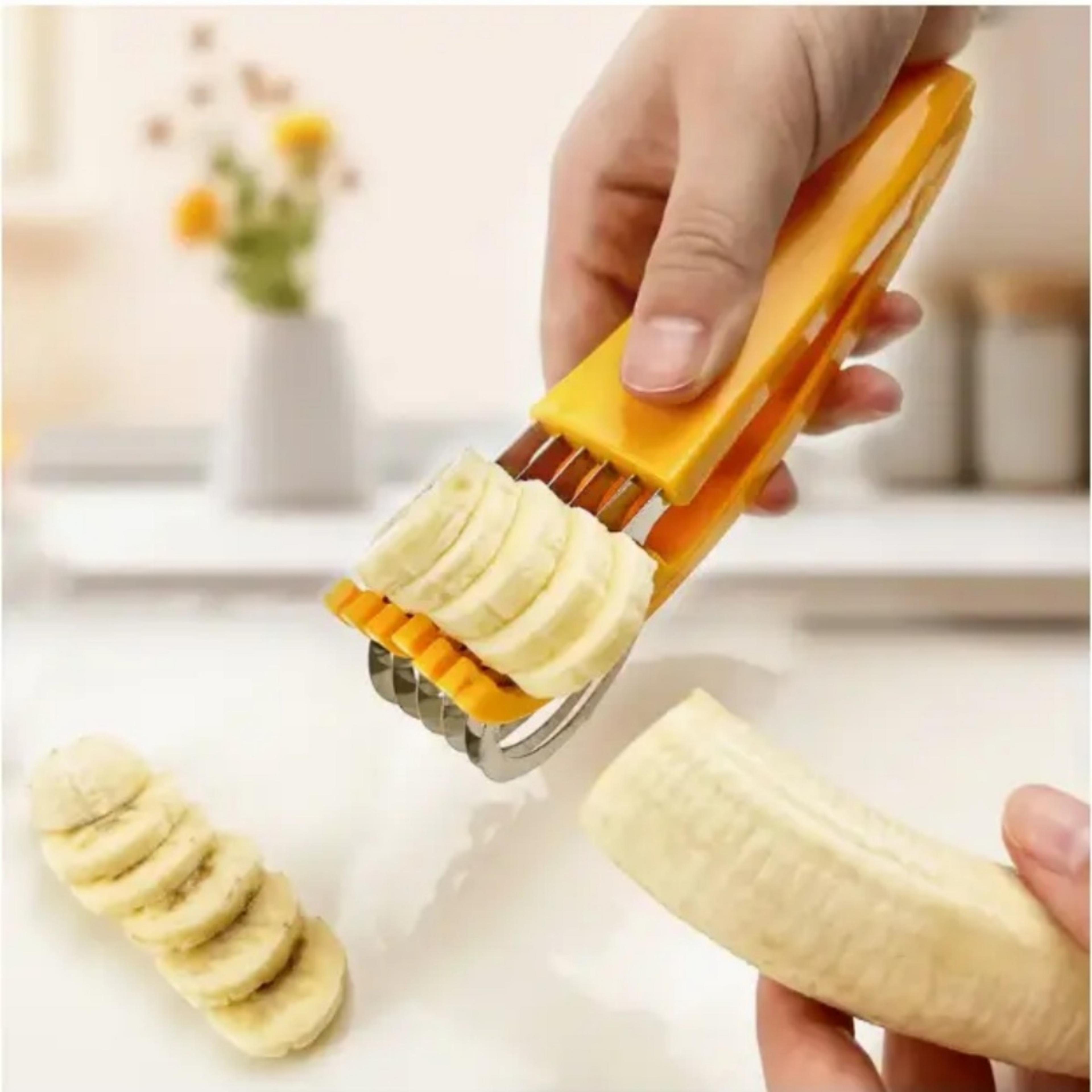 quickslice banana slicer & fruit cutter with stainless steel blades
