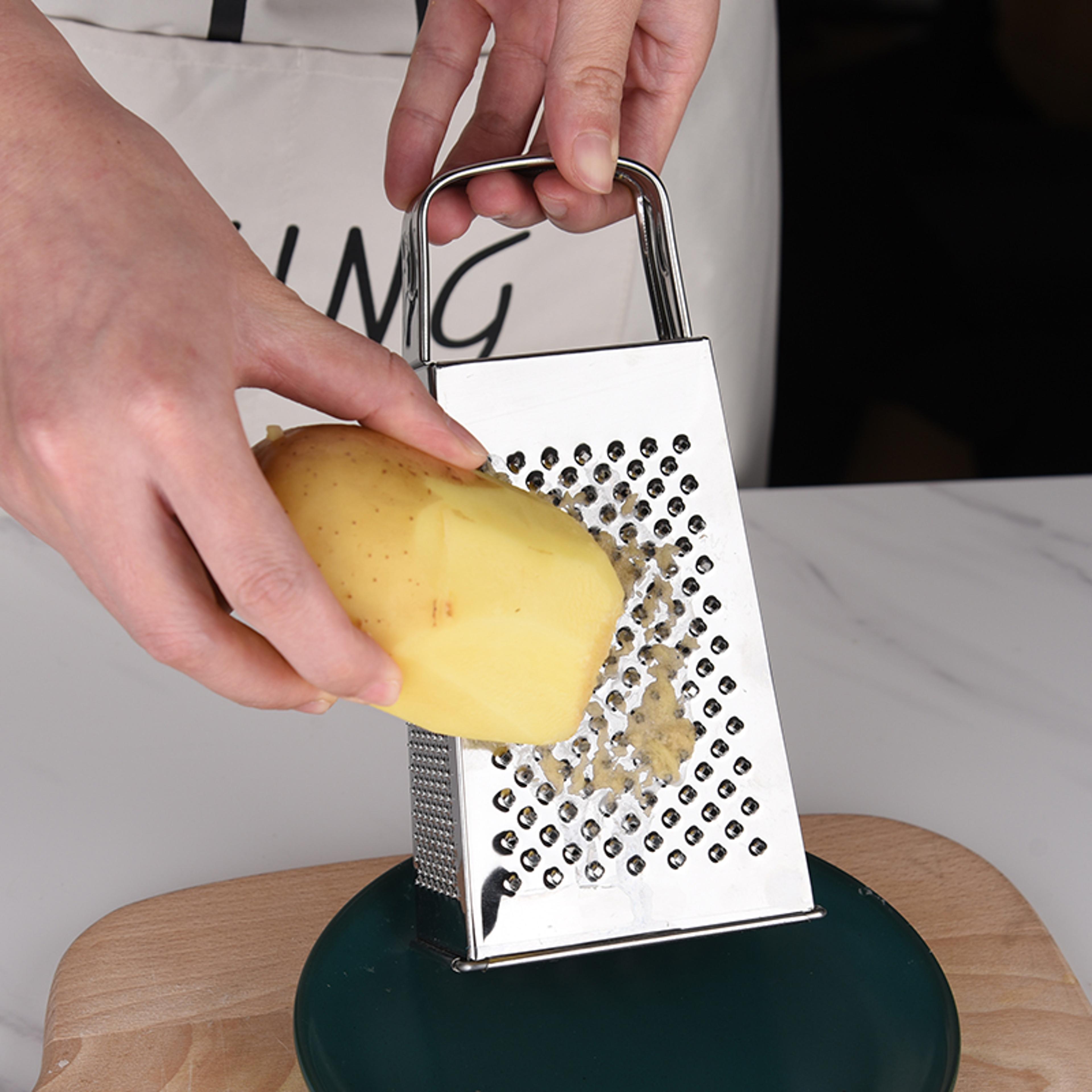 4 sided stainless steel box grater & vegetable slicer for cheese, fruits & potatoes