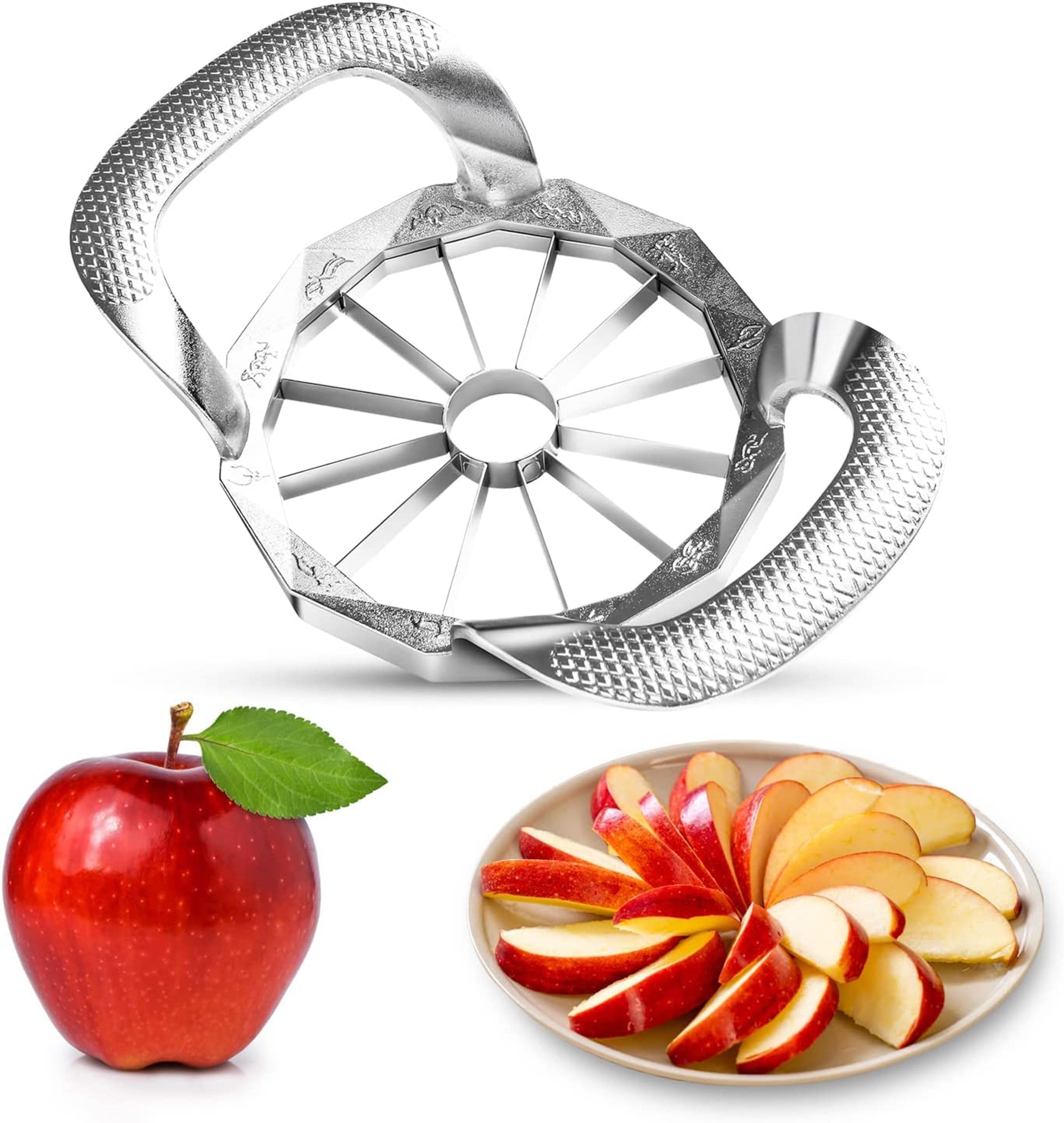 quickslice pro apple slicer & corer stainless steel fruit cutter with 12 blade divider