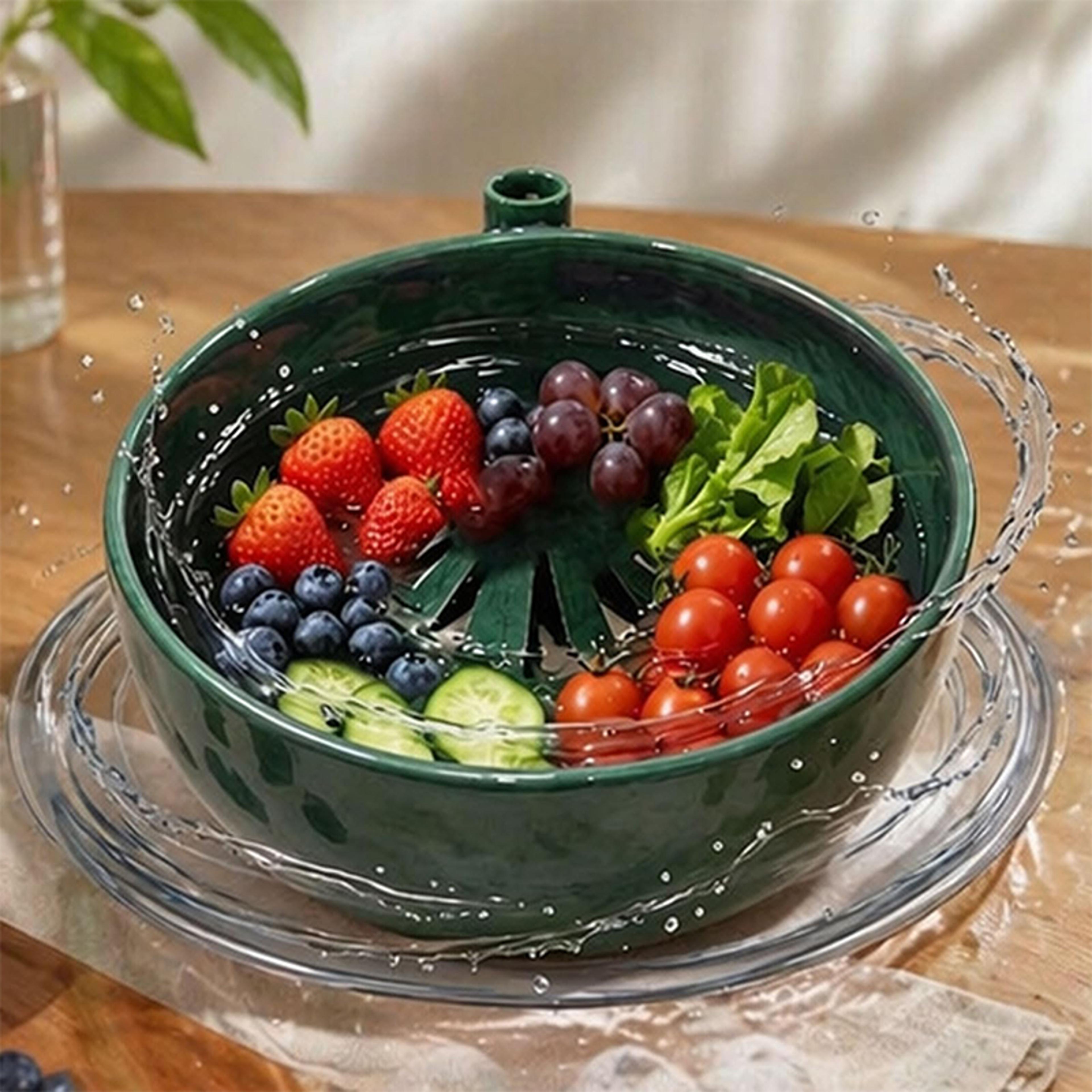 stoneware vortex fruit washing bowl self rinsing berry washing bowl & rinse colander