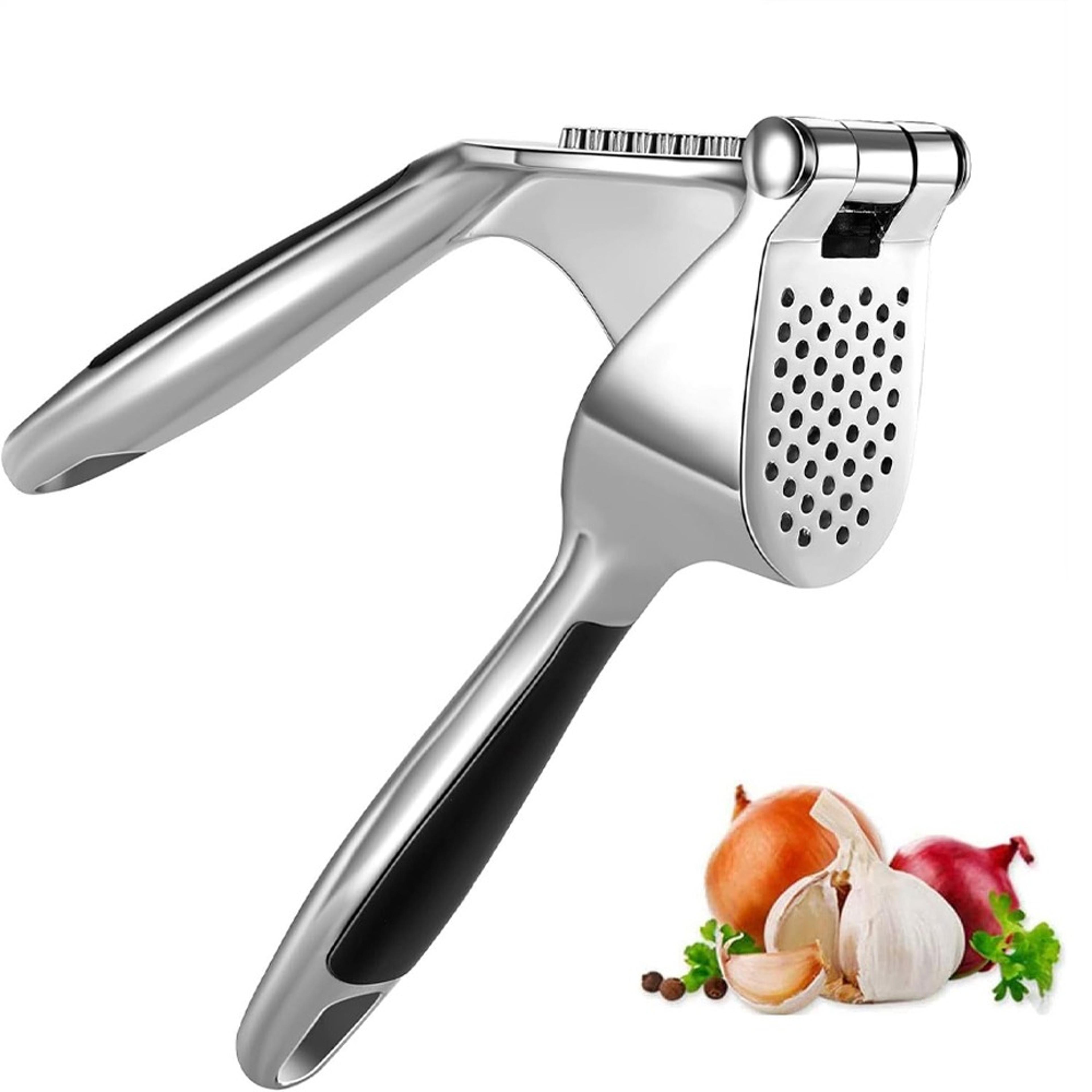 premium easy squeeze garlic press & crusher heavy duty zinc alloy kitchen tool