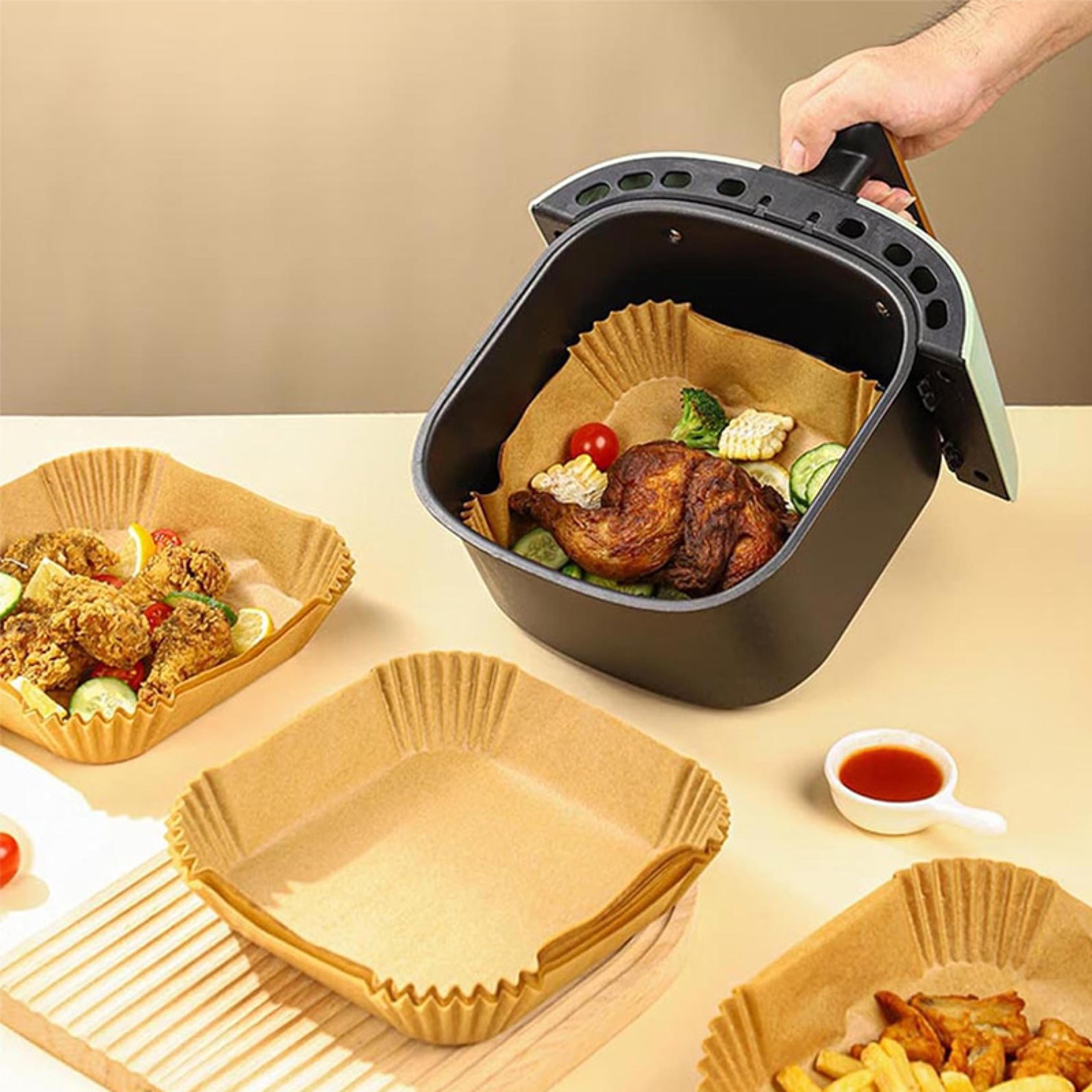 premium 50 pack disposable air fryer liners pre cut non stick air fryer liners & parchment paper liners for easy