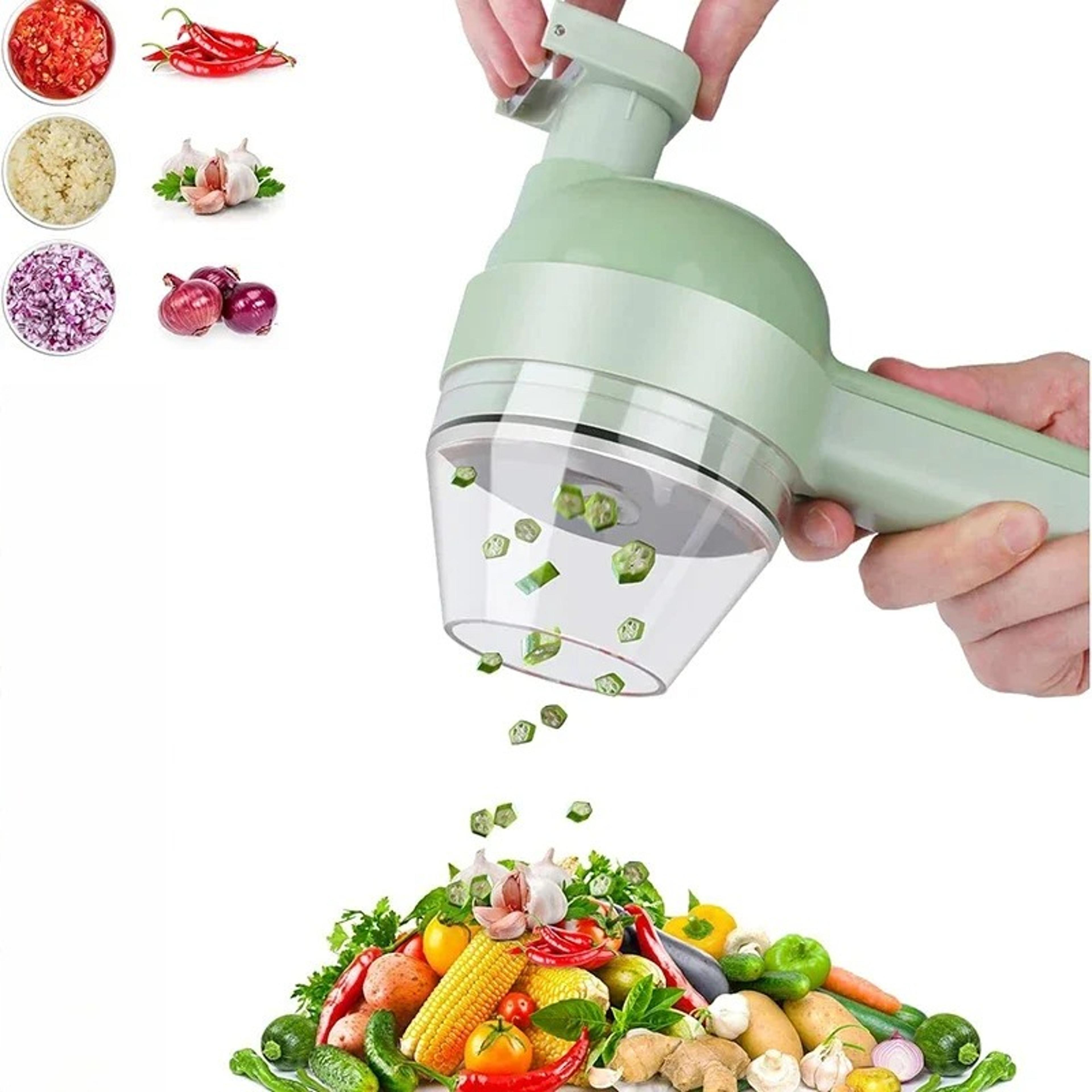 premium 4 in 1 handheld electric vegetable cutter & wireless food chopper garlic masher, meat grinder & slicer