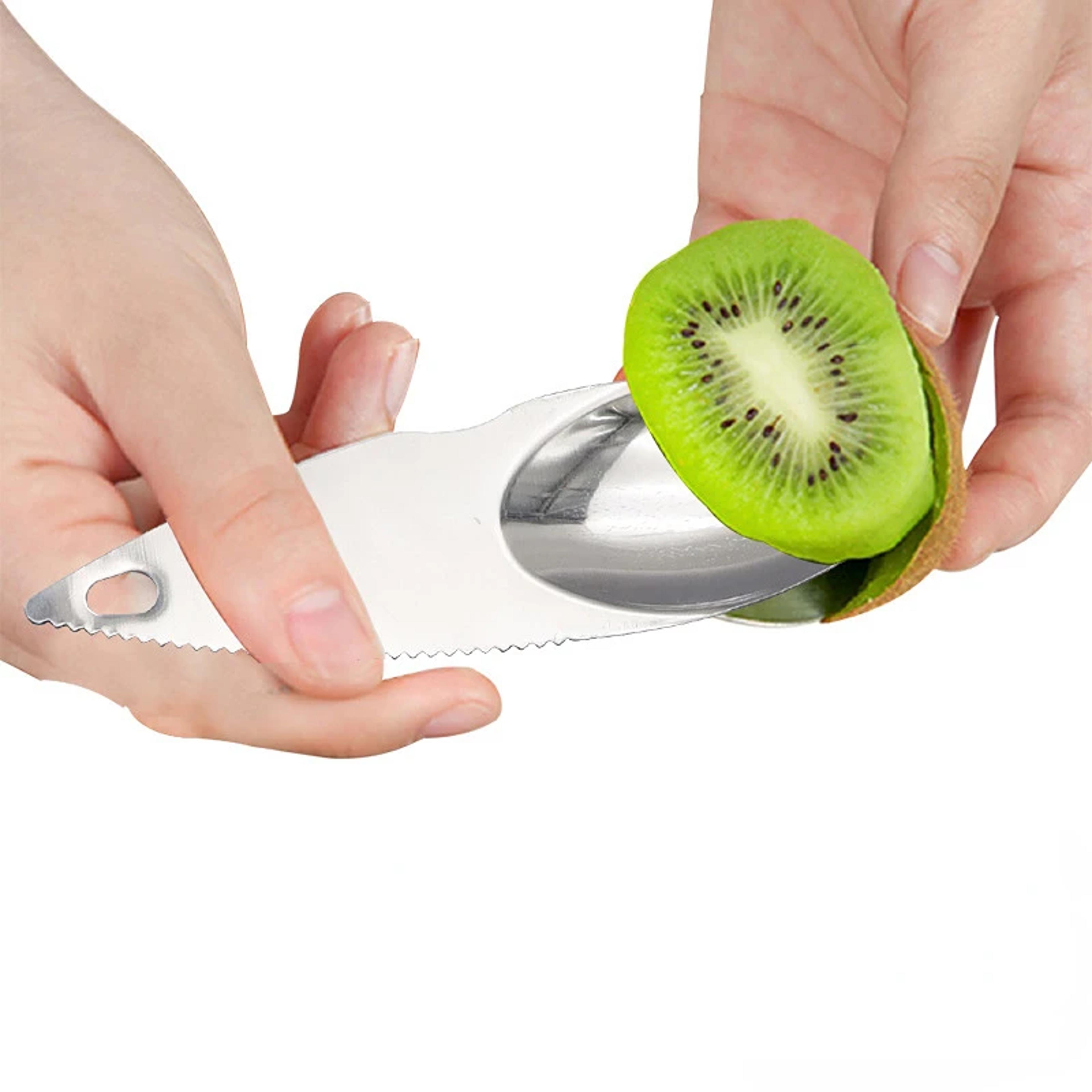 kiwi master stainless steel kiwi peeler spoon & serrated fruit cutter
