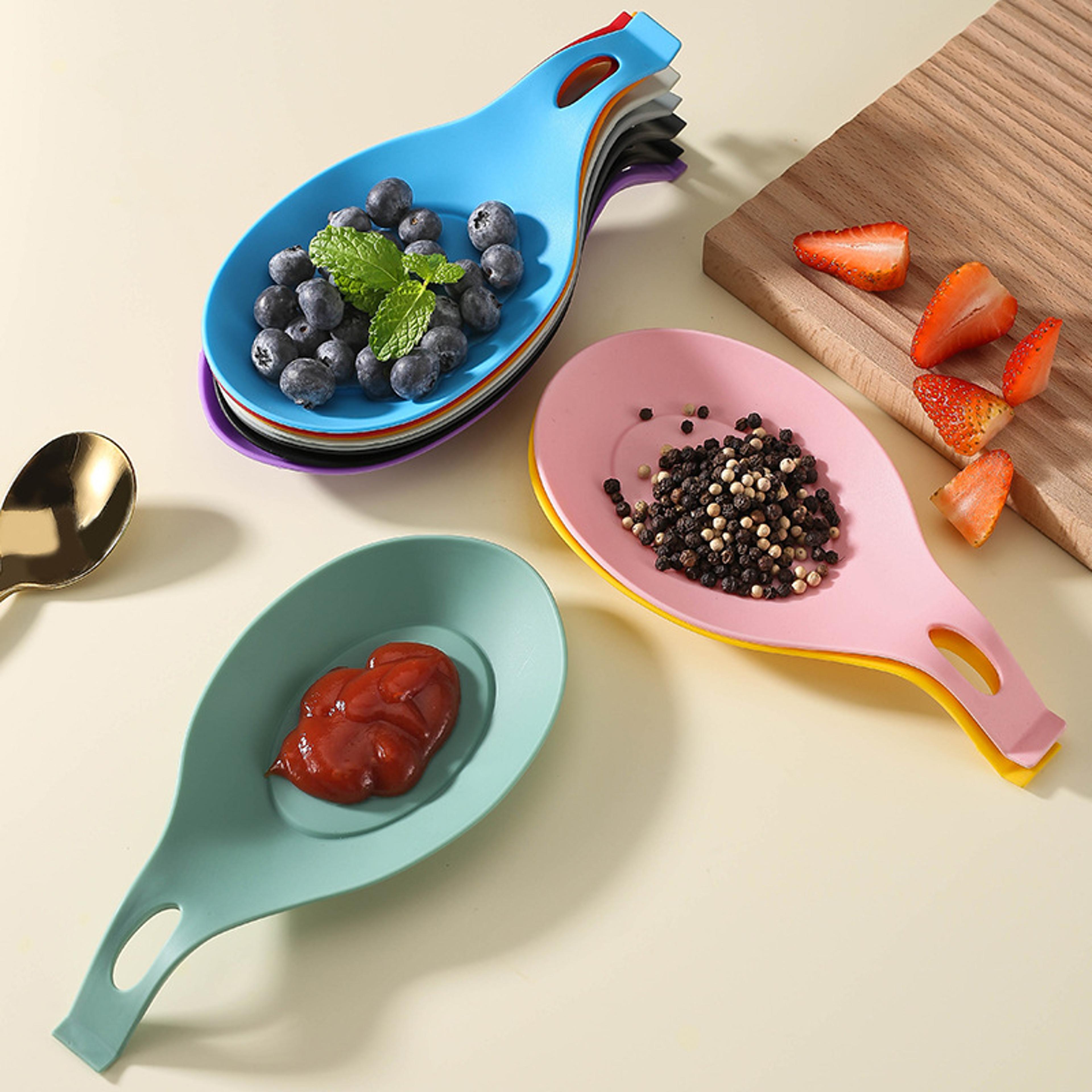 food grade silicone spoon rest mat heat resistant placemat & utensil holder for kitchen
