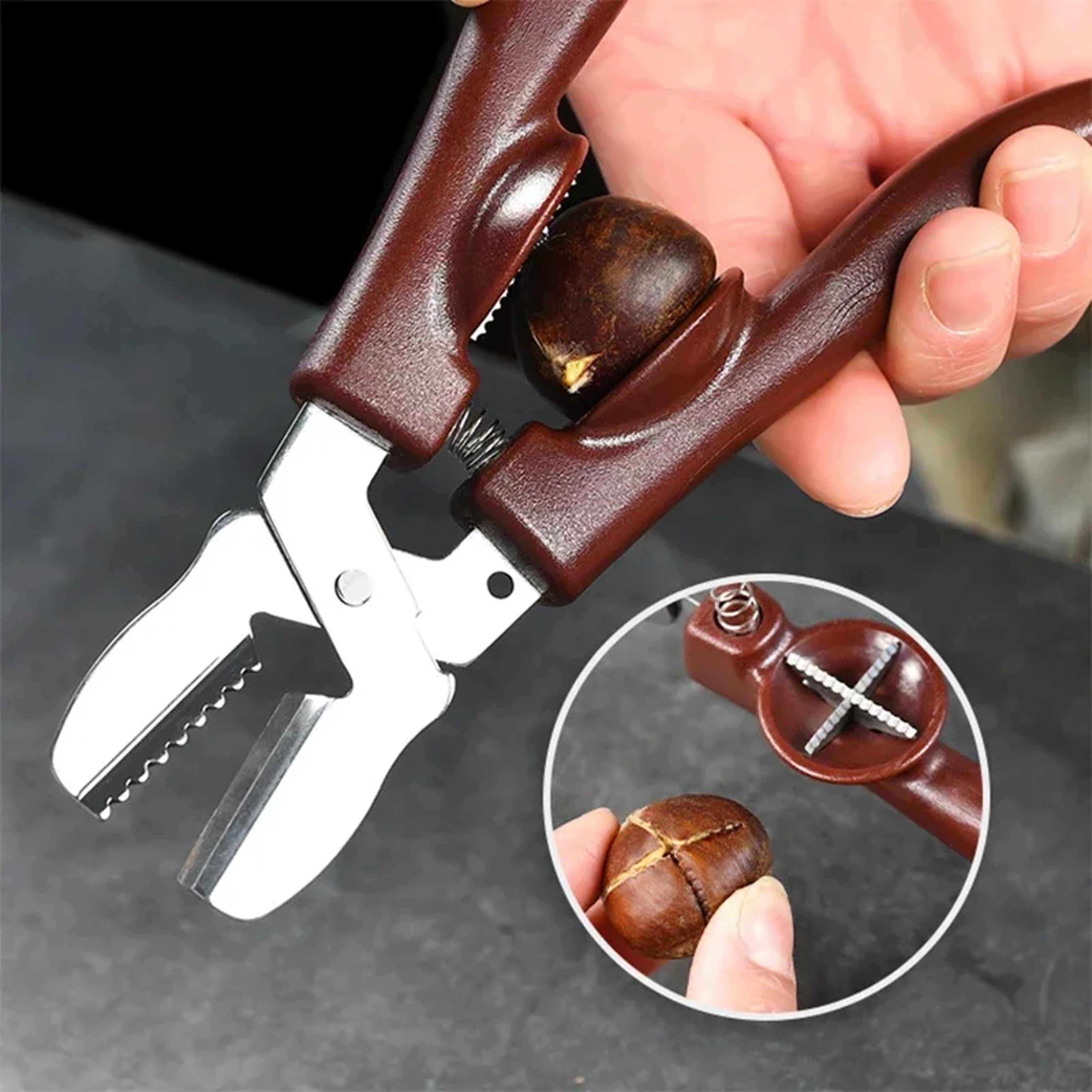 stainless steel chestnut walnut cracker nut sheller tool for easy shell removal