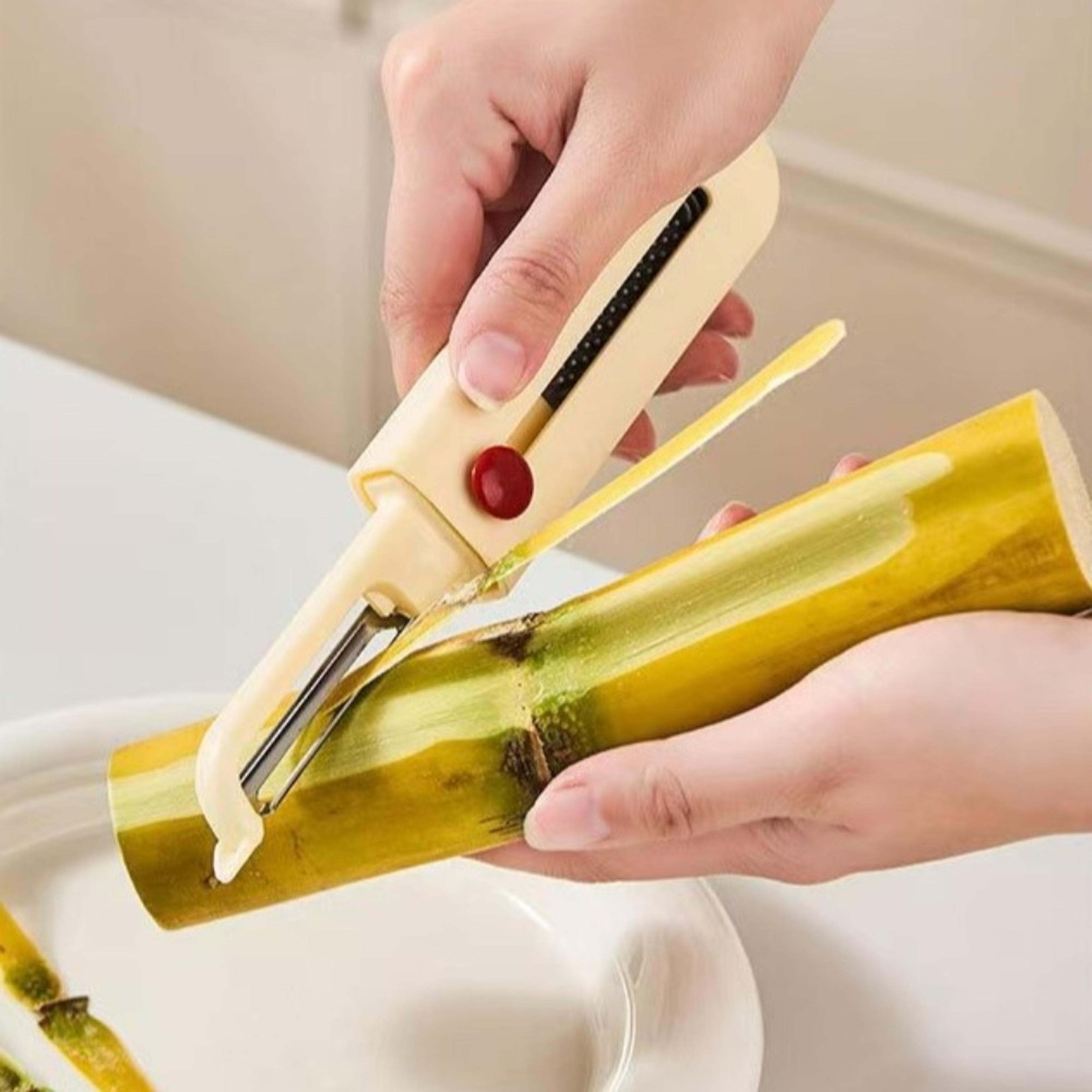 ergonomic press type vegetable & potato peeler with cleaning brush portable kitchen fruit peeler tool
