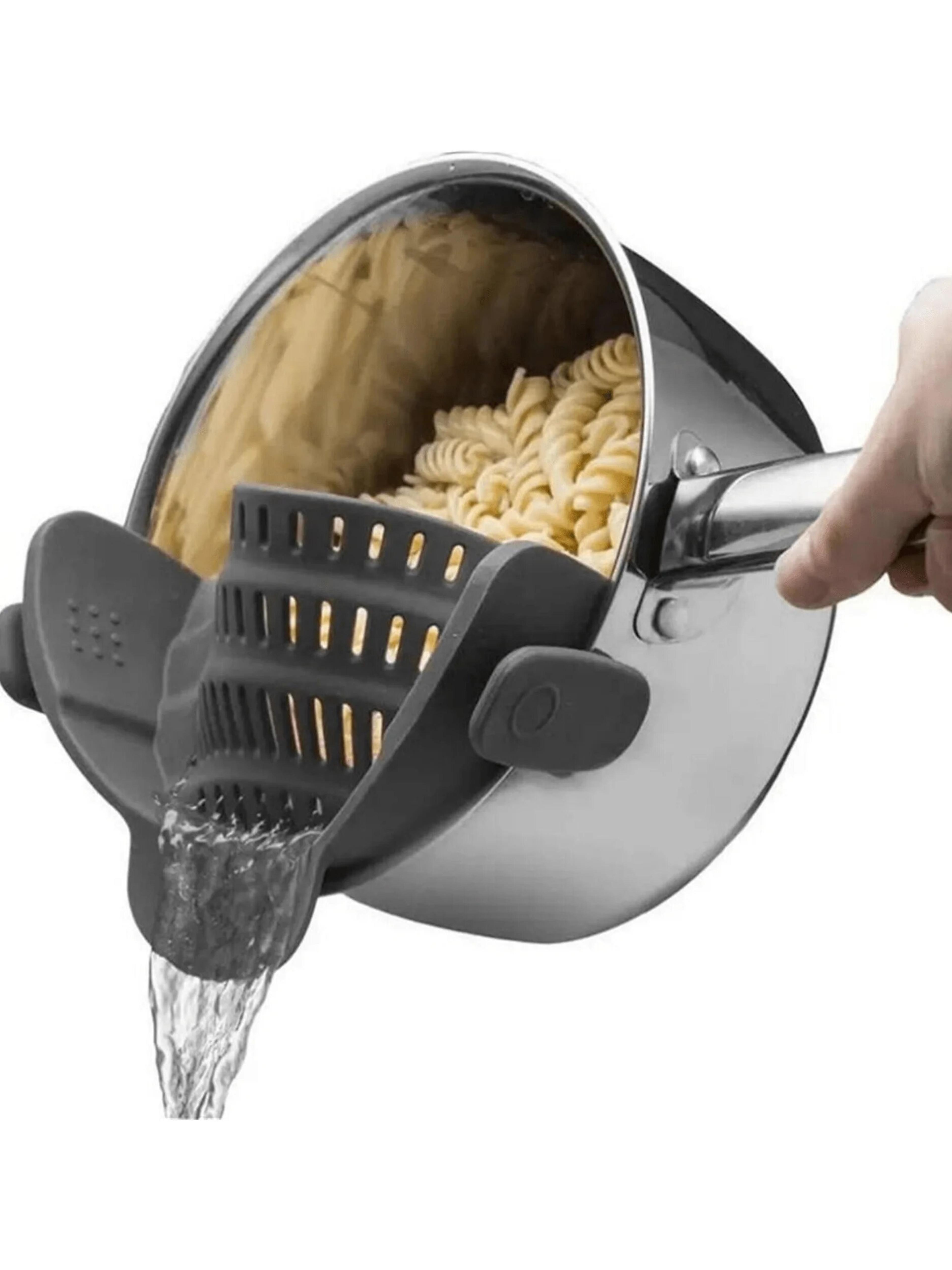 snap drain silicone clip-on strainer for pots, pans & bowls