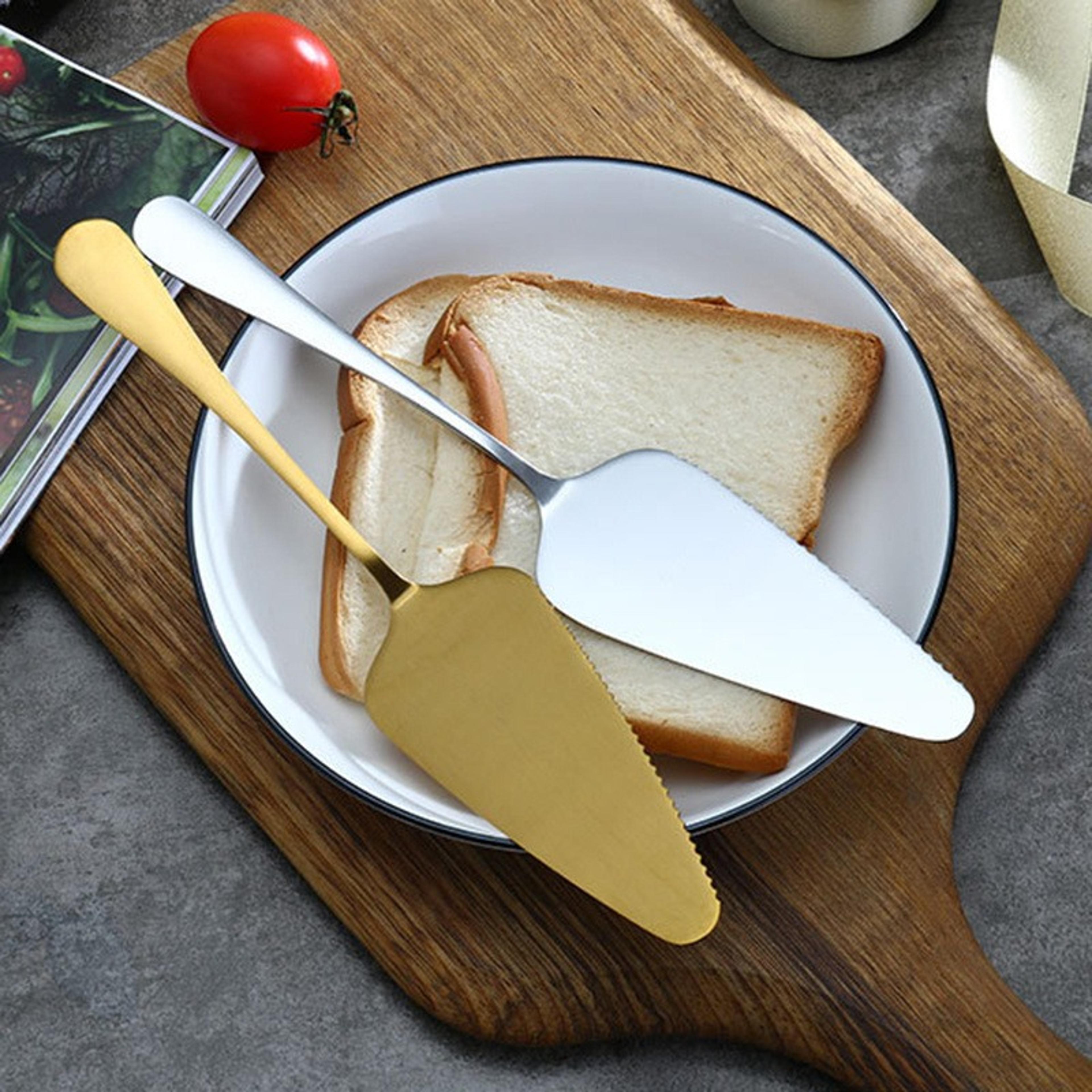 precision slice stainless steel cake server spatula with serrated edge