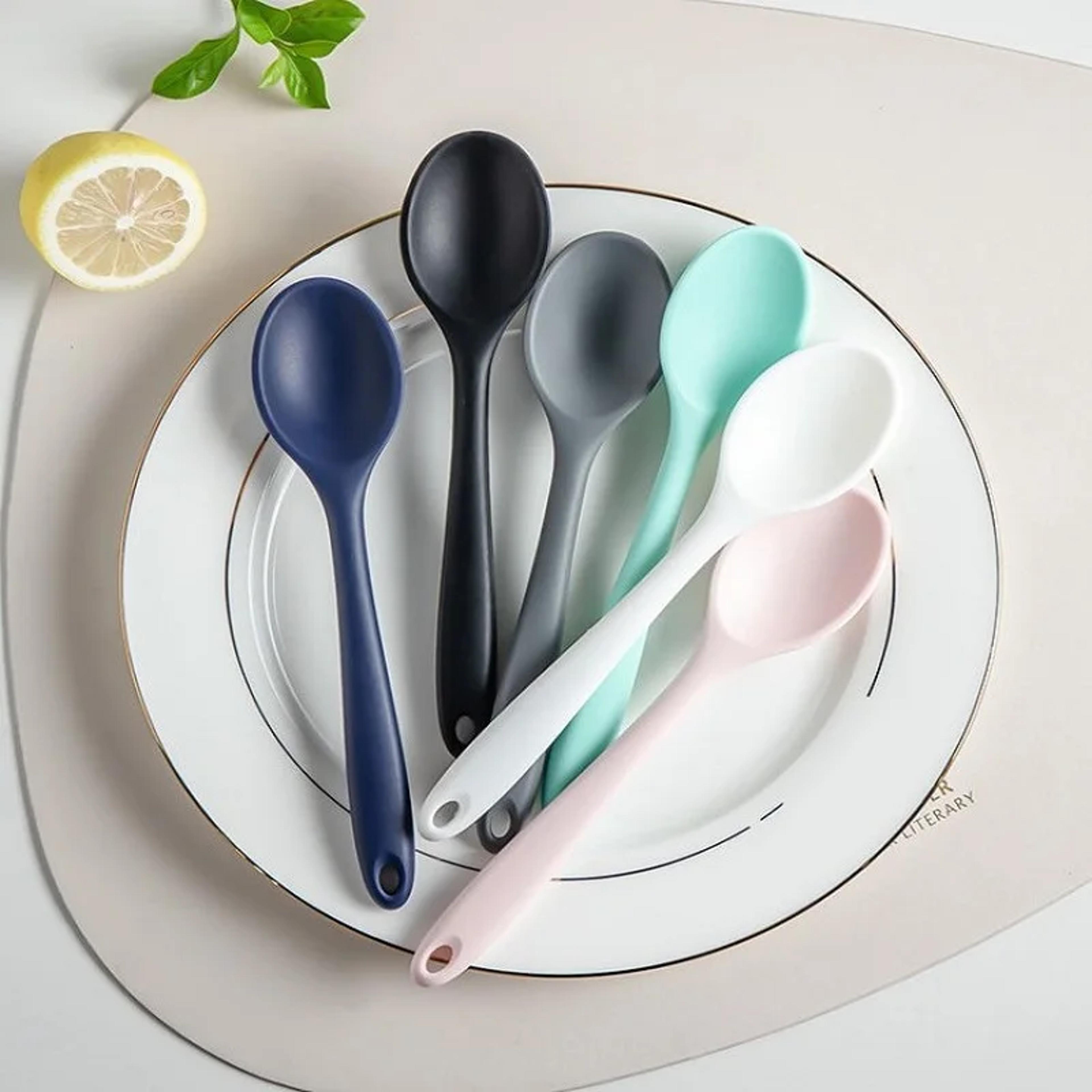 silicone cooking spoon set heat resistant mixing, stirring & serving ladles 3pcs
