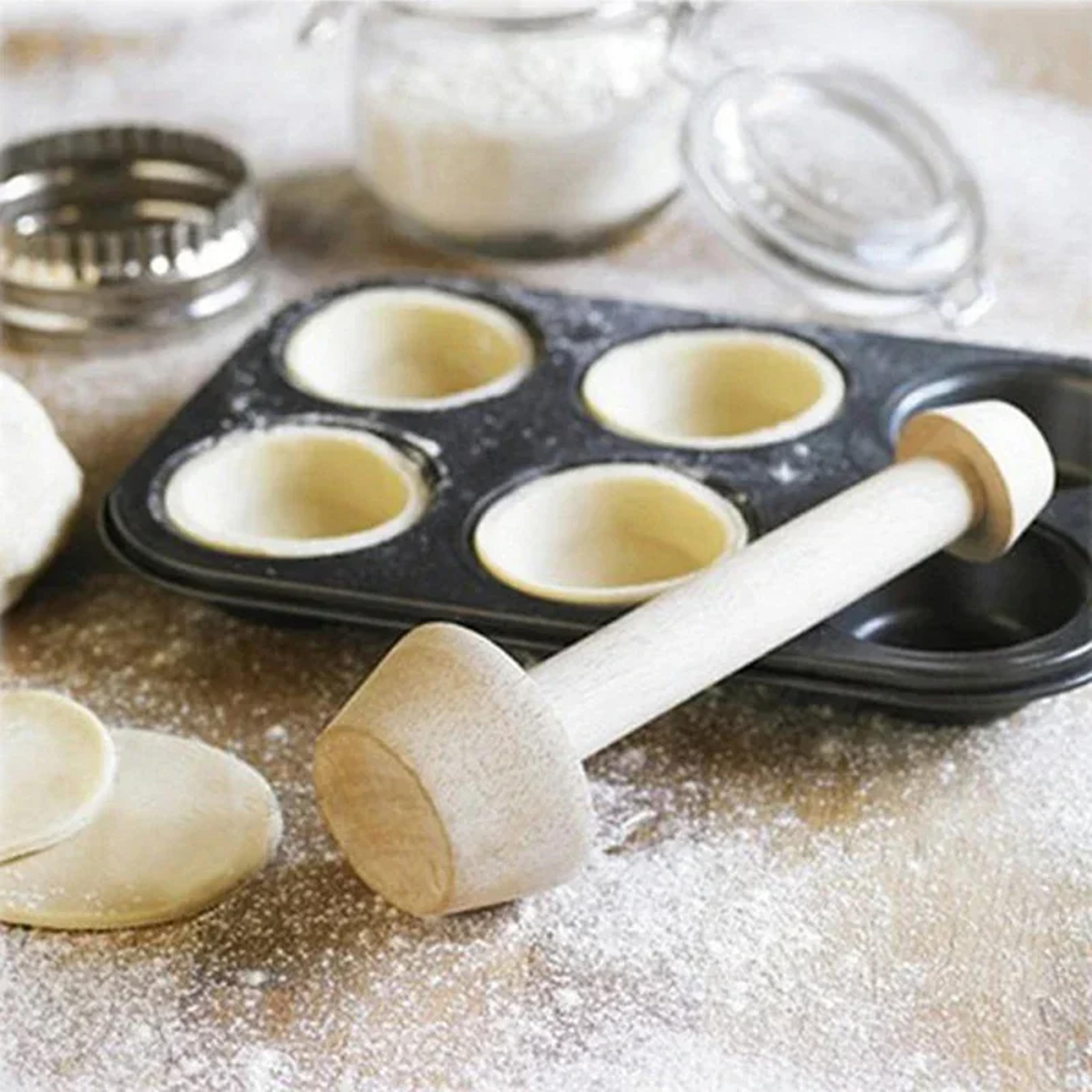 wooden egg tart press mold set for perfect pastry shells