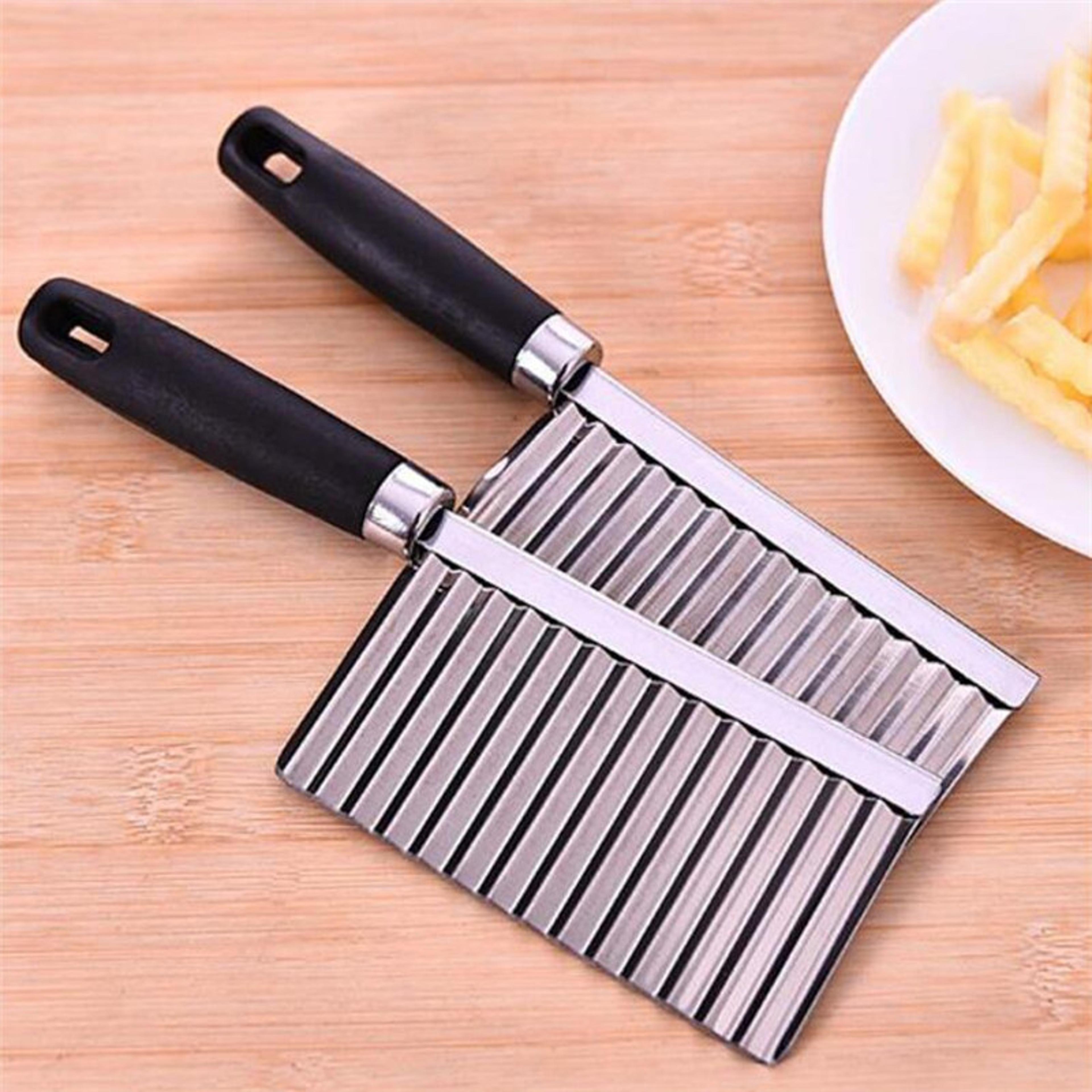 crinkle cut pro stainless steel crinkle cutter for wavy fries, vegetables & fruit