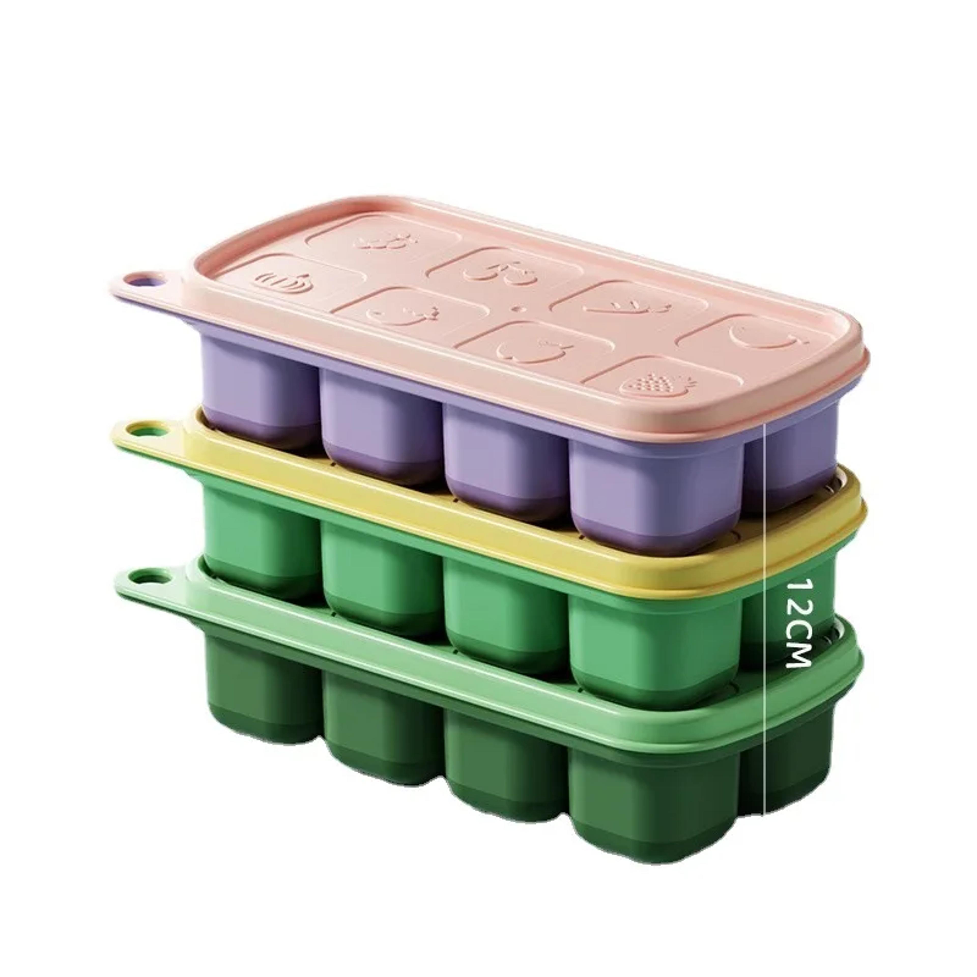 fresh freeze baby food & silicone ice cube storage tray with lid