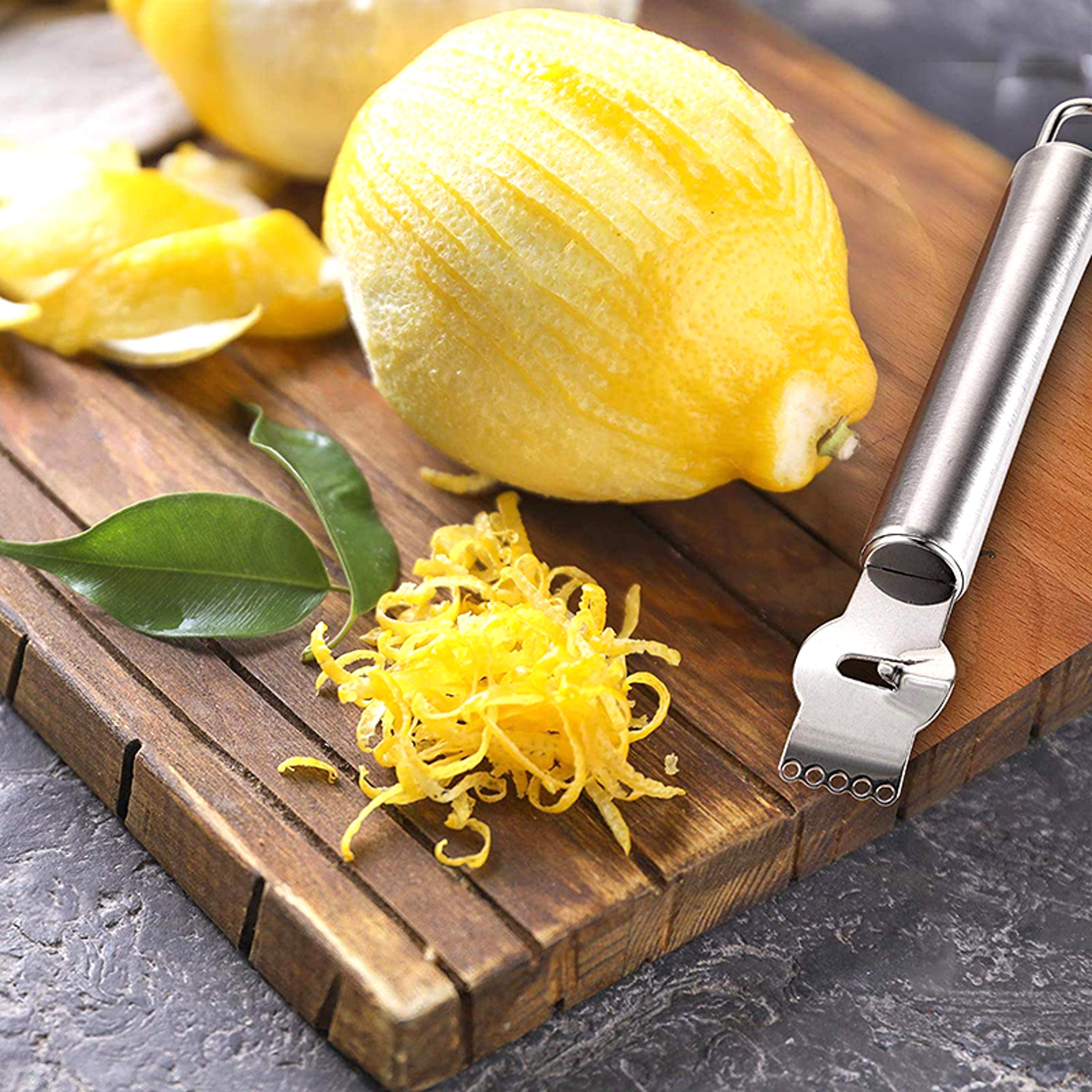 citrus twist pro stainless steel lemon zester tool with channel knife & hanging loop