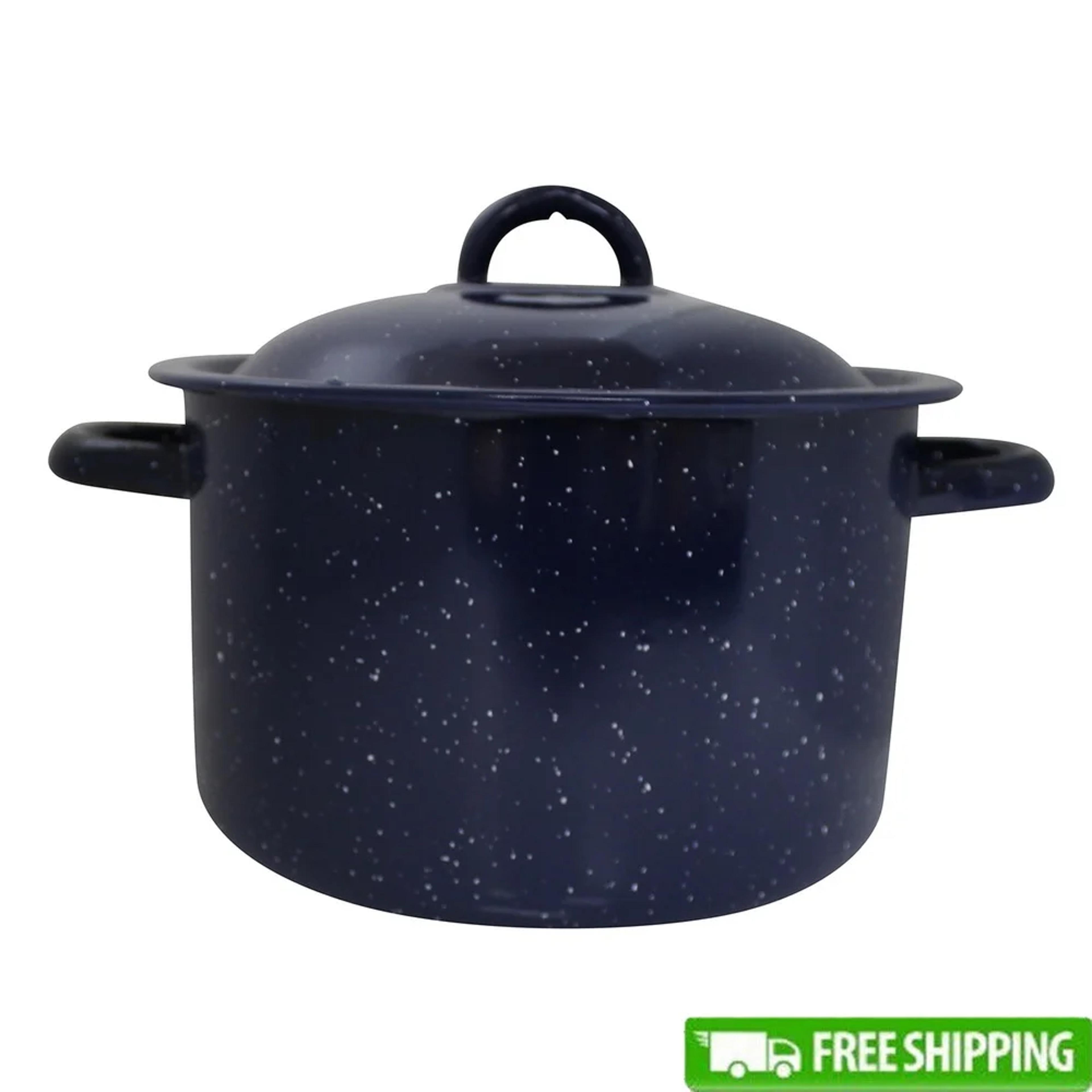 enamel stock pot with lid durable steel soup pot for stews, soups & everyday cooking
