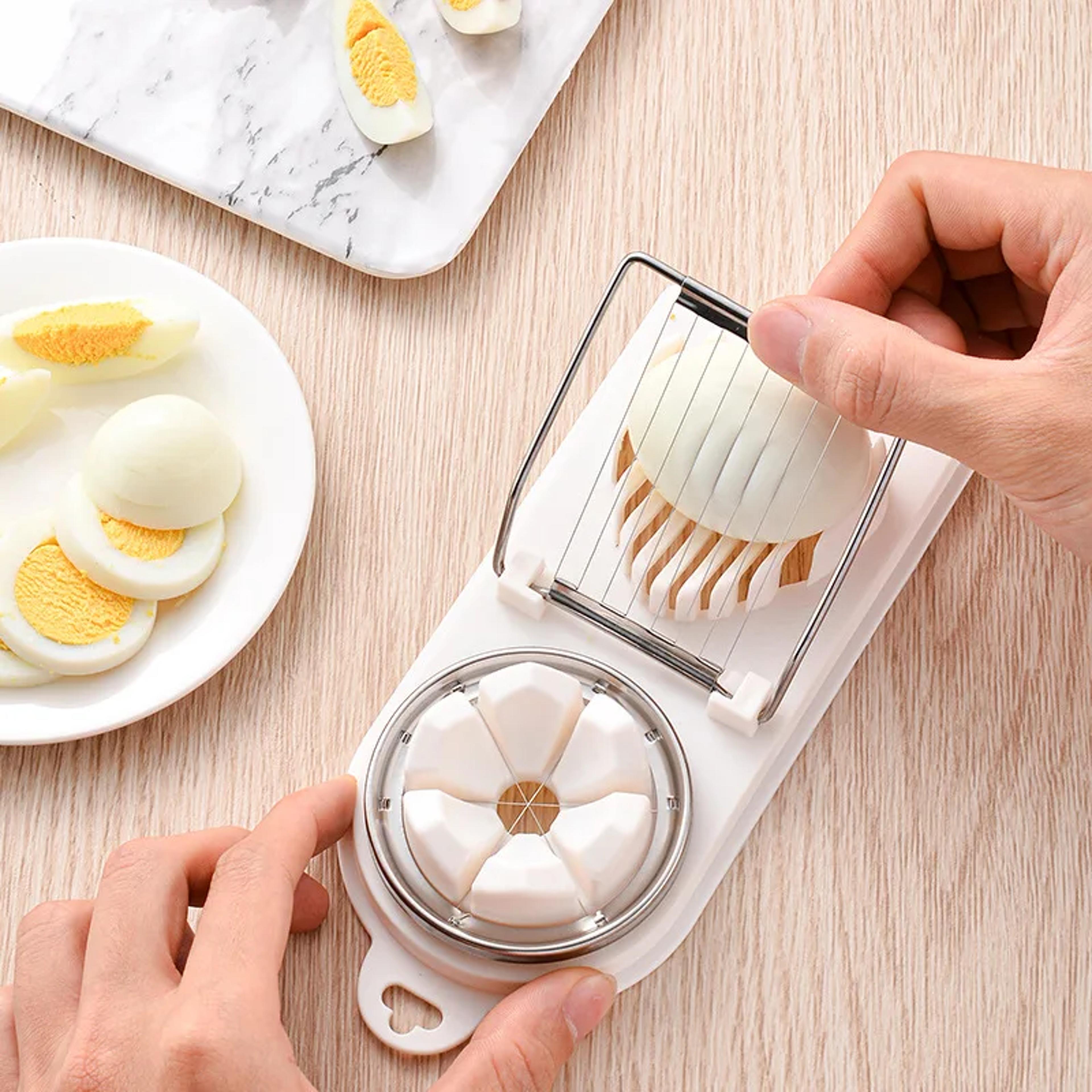 stainless steel egg cutter & egg slicer for hard boiled and preserved eggs