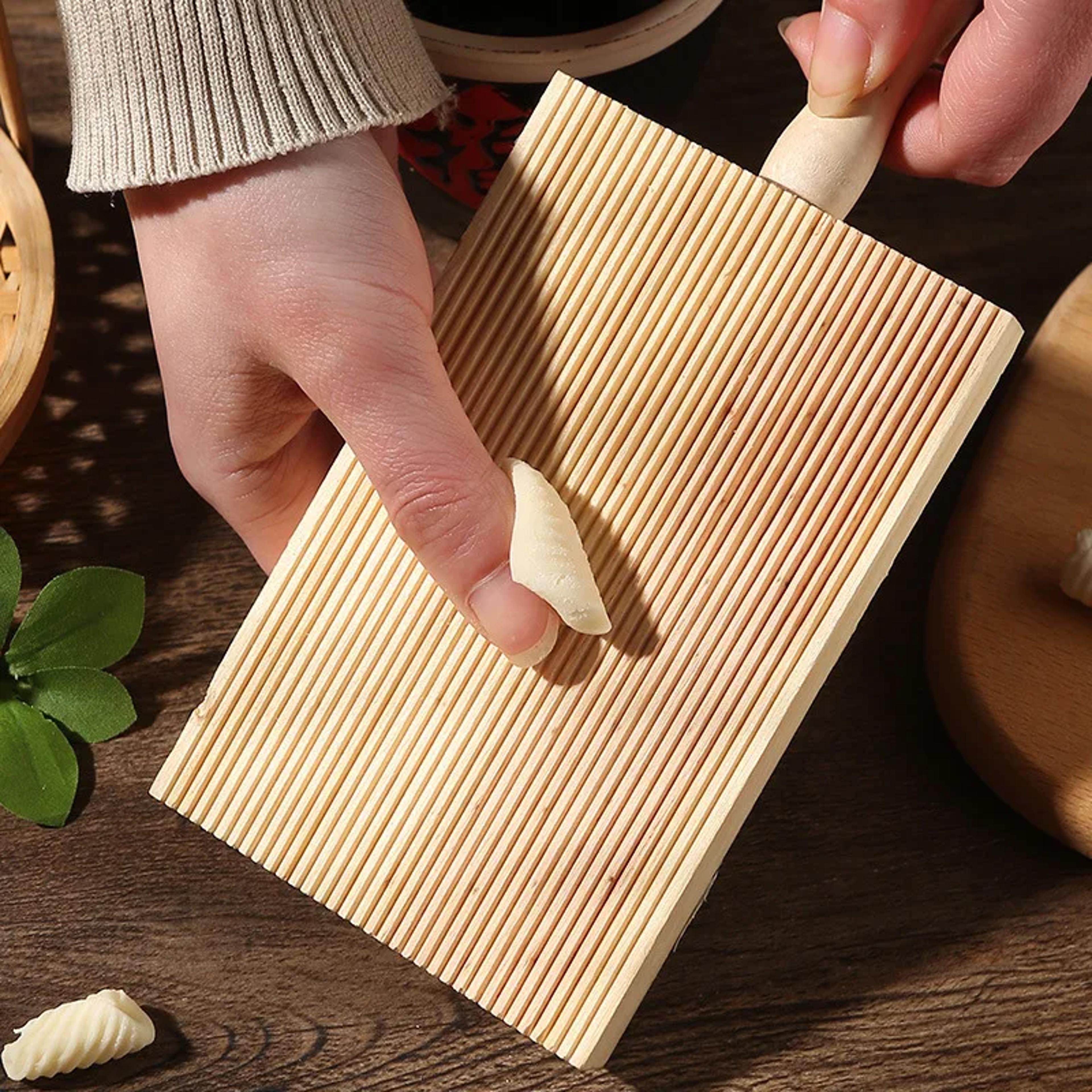 handmade wooden pasta board & gnocchi roller pasta making tool for homemade noodles & dumplings