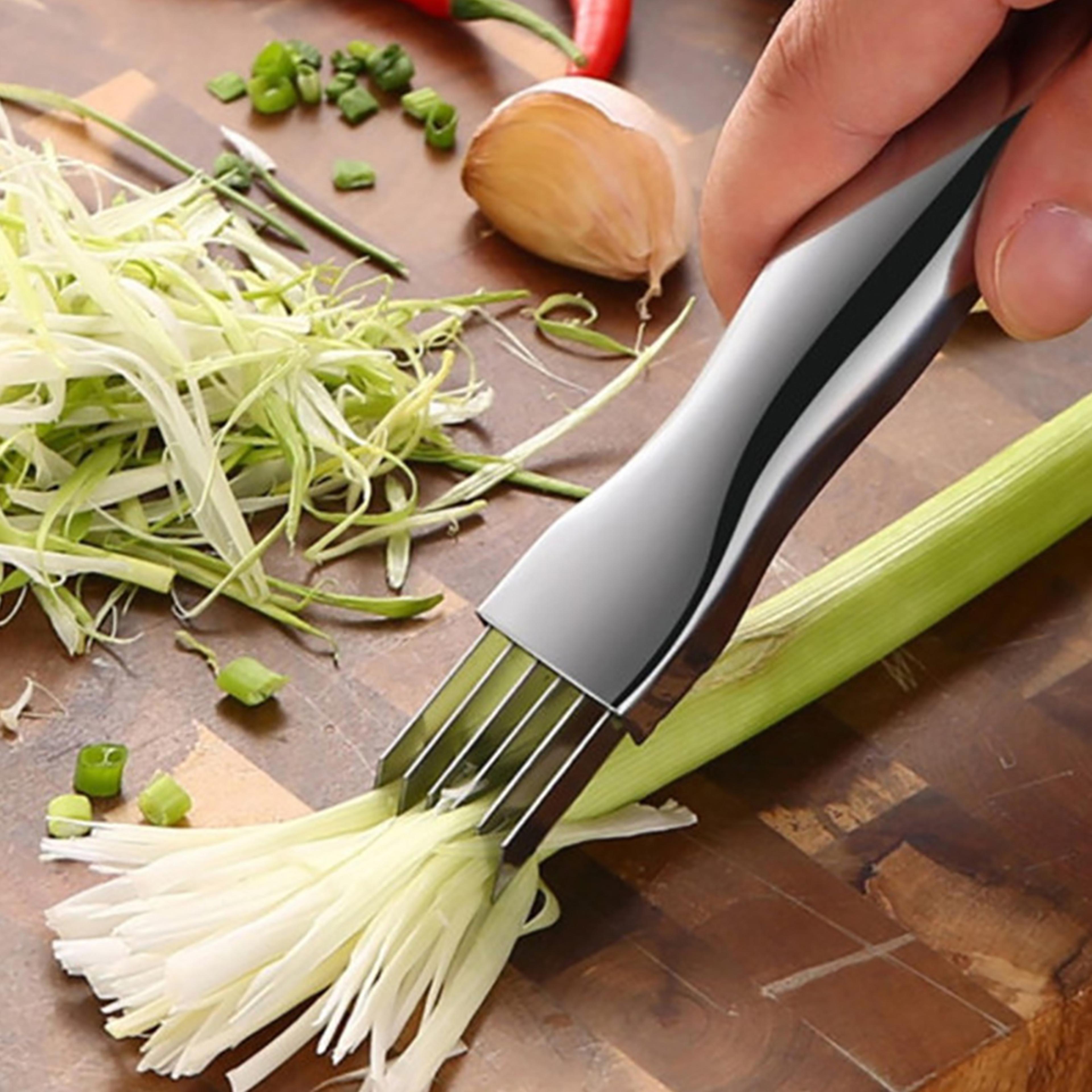 multi blade green onion cutter stainless steel vegetable slicer & herb shredding knife