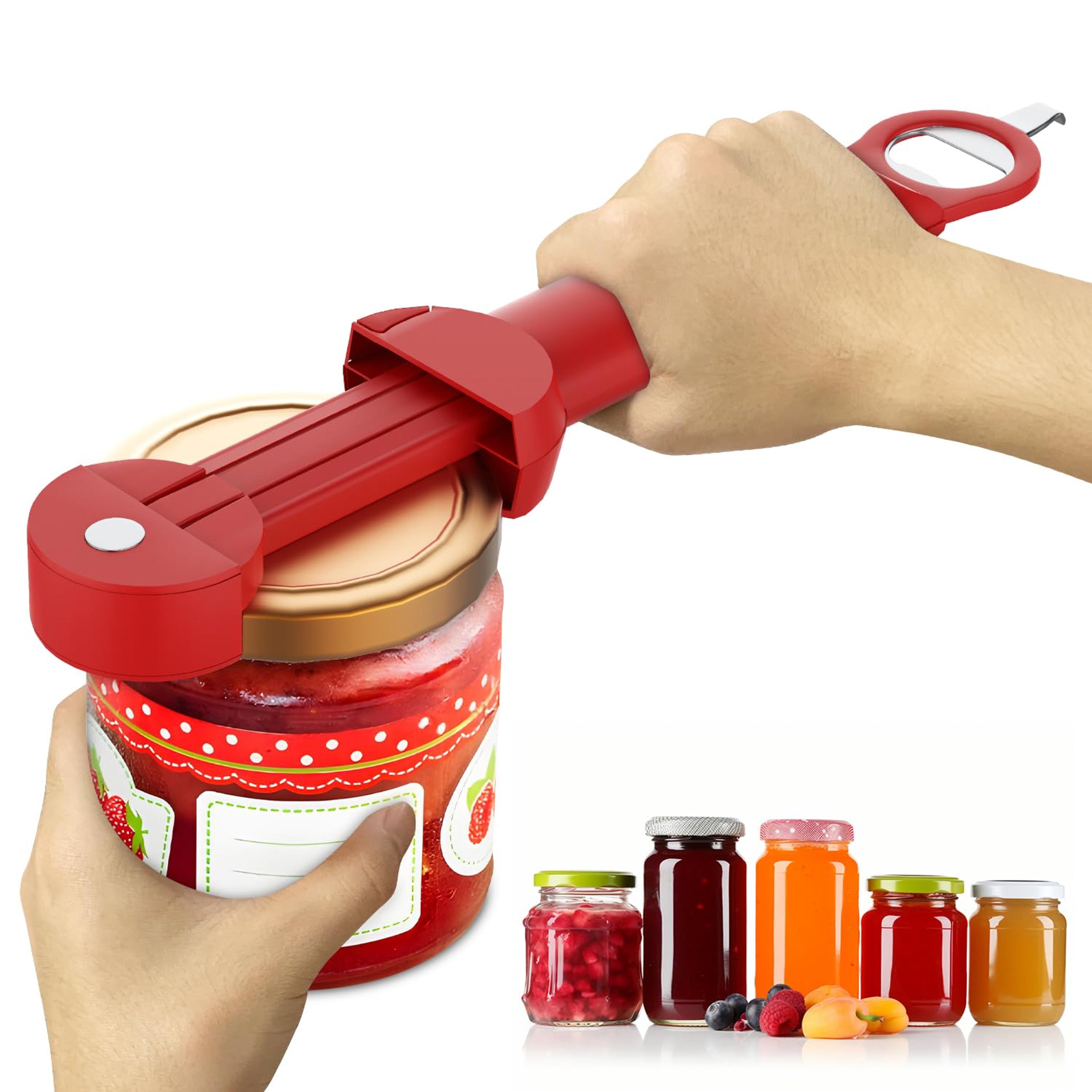 adjustable bottle opener & magnetic jar gripper for weak hands and arthritis relief