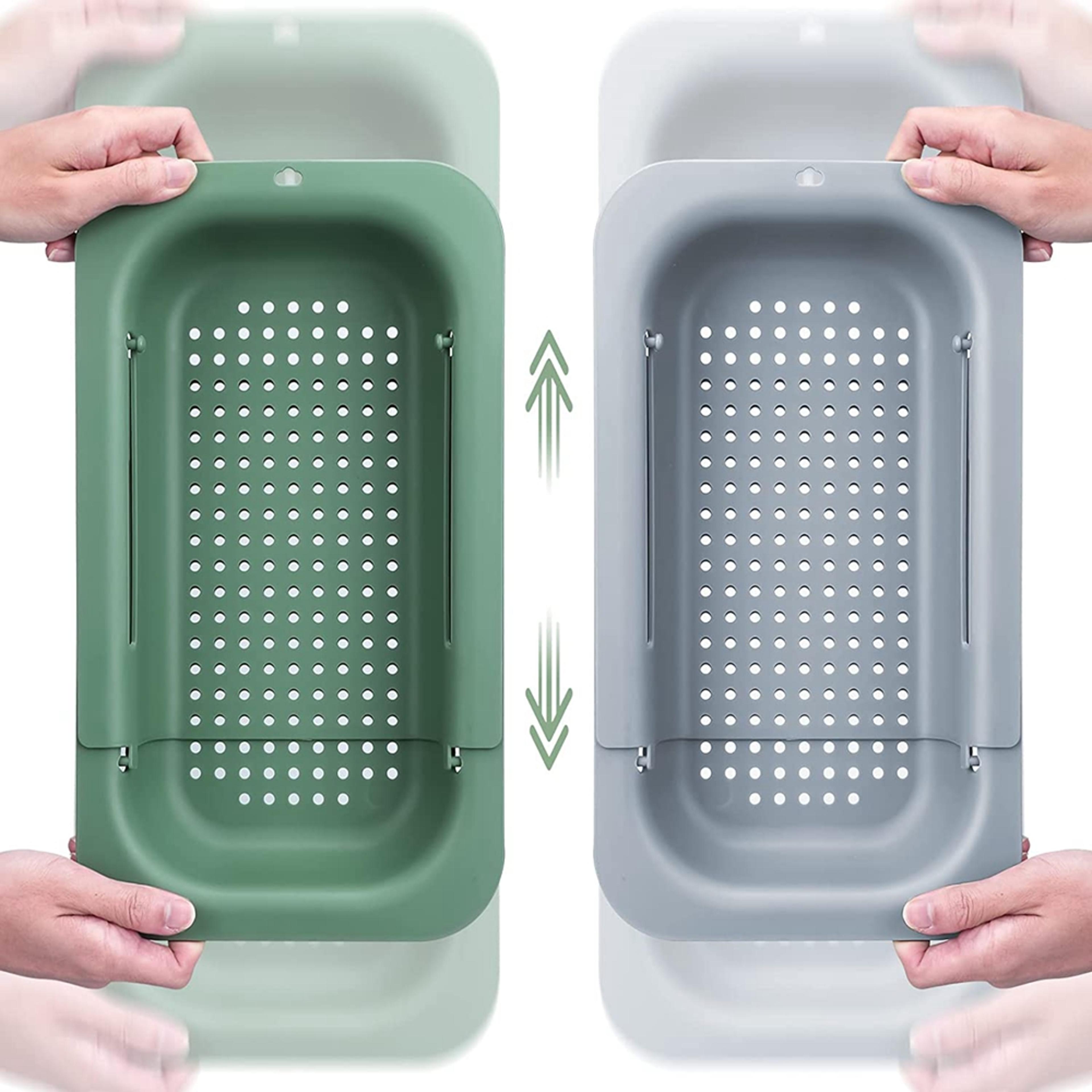 collapsible over the sink colander with extendable handles for fruits, vegetables & pasta