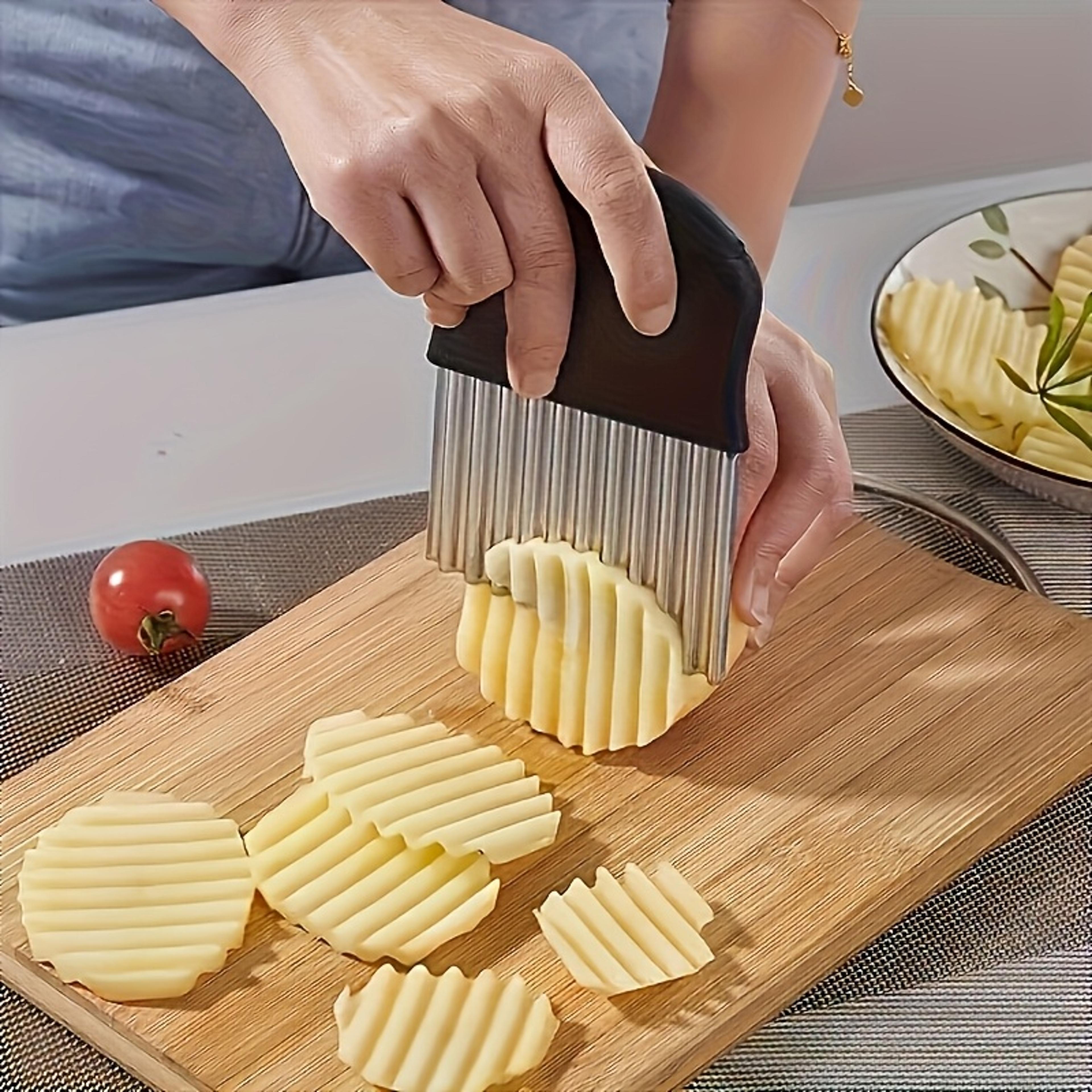 stainless steel crinkle cutter wavy potato slicer for fries, vegetables & fruits