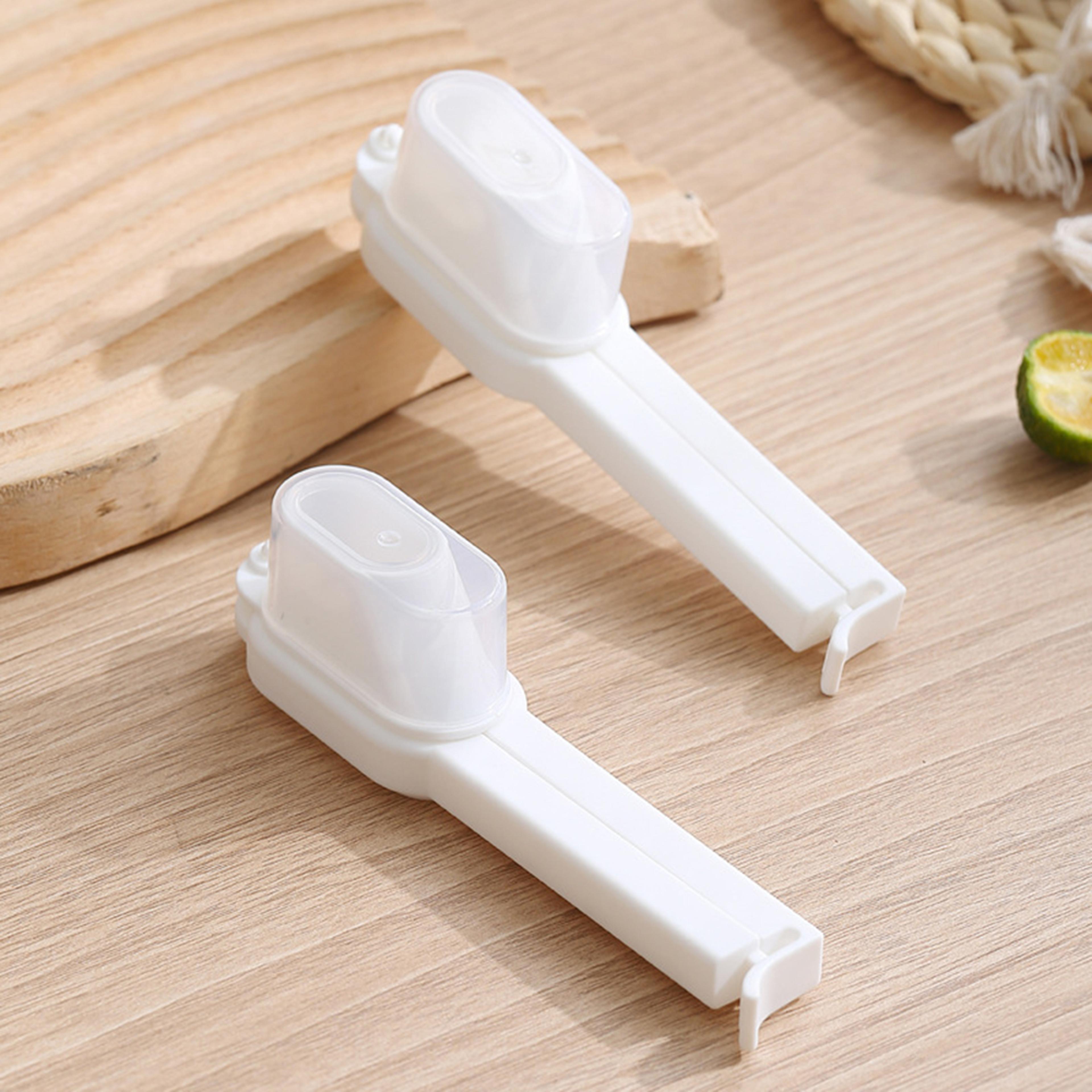 2pcs bag sealing clips with pour spout reusable food storage clip for snacks, tea & milk powder