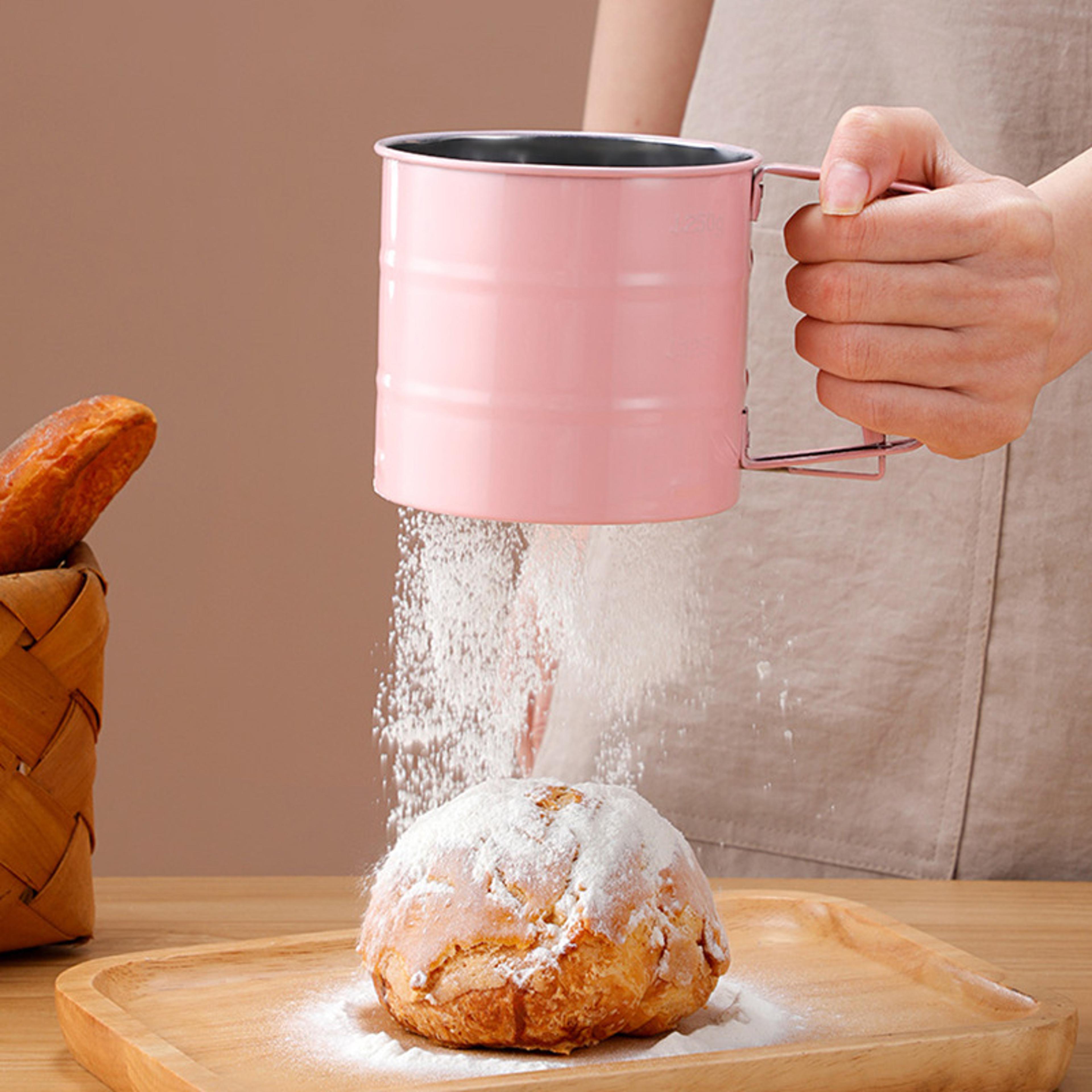 stainless steel hand press flour sifter semiautomatic handheld flour sieve for baking & powdered sugar