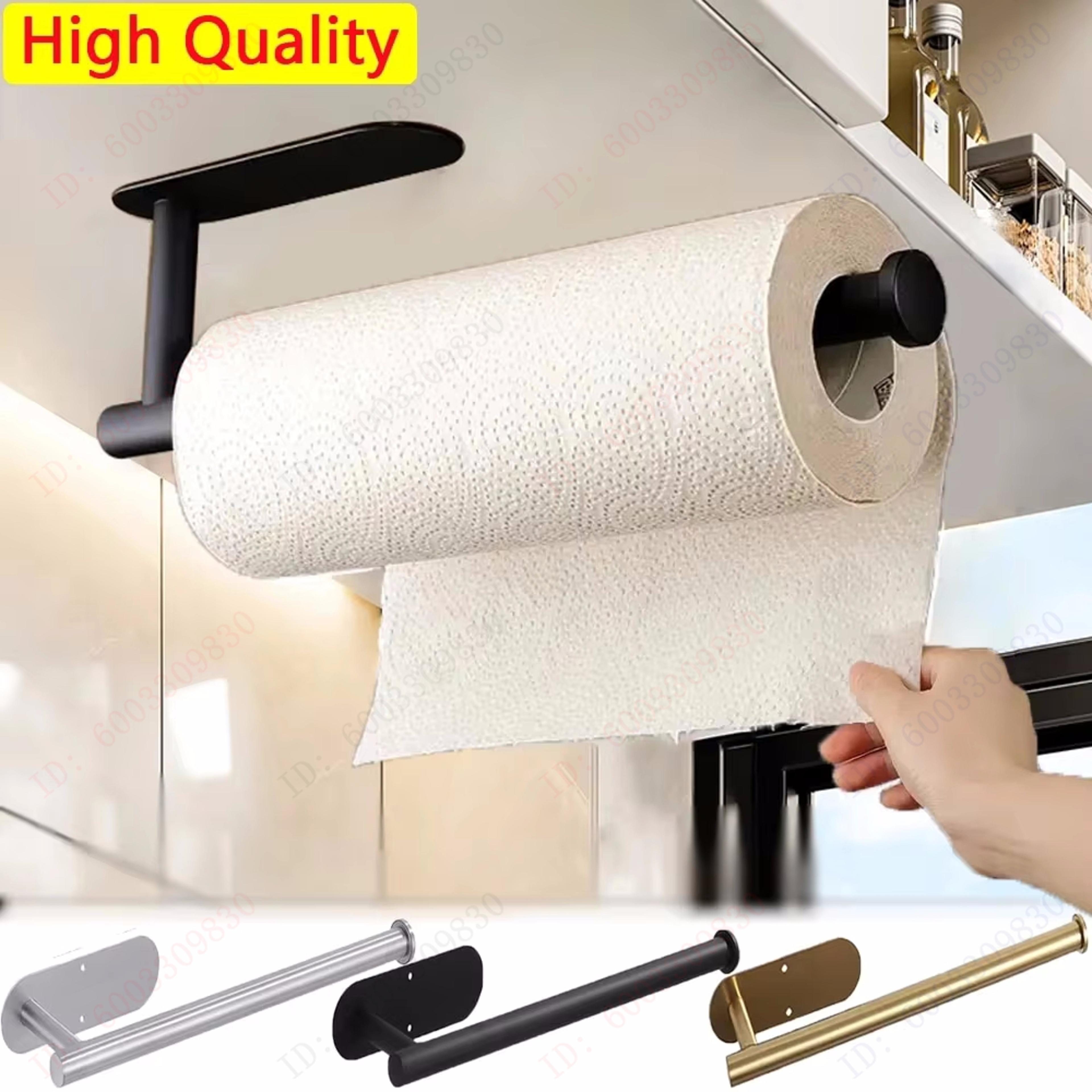 space saving under cabinet paper towel holder adhesive kitchen organizer rack