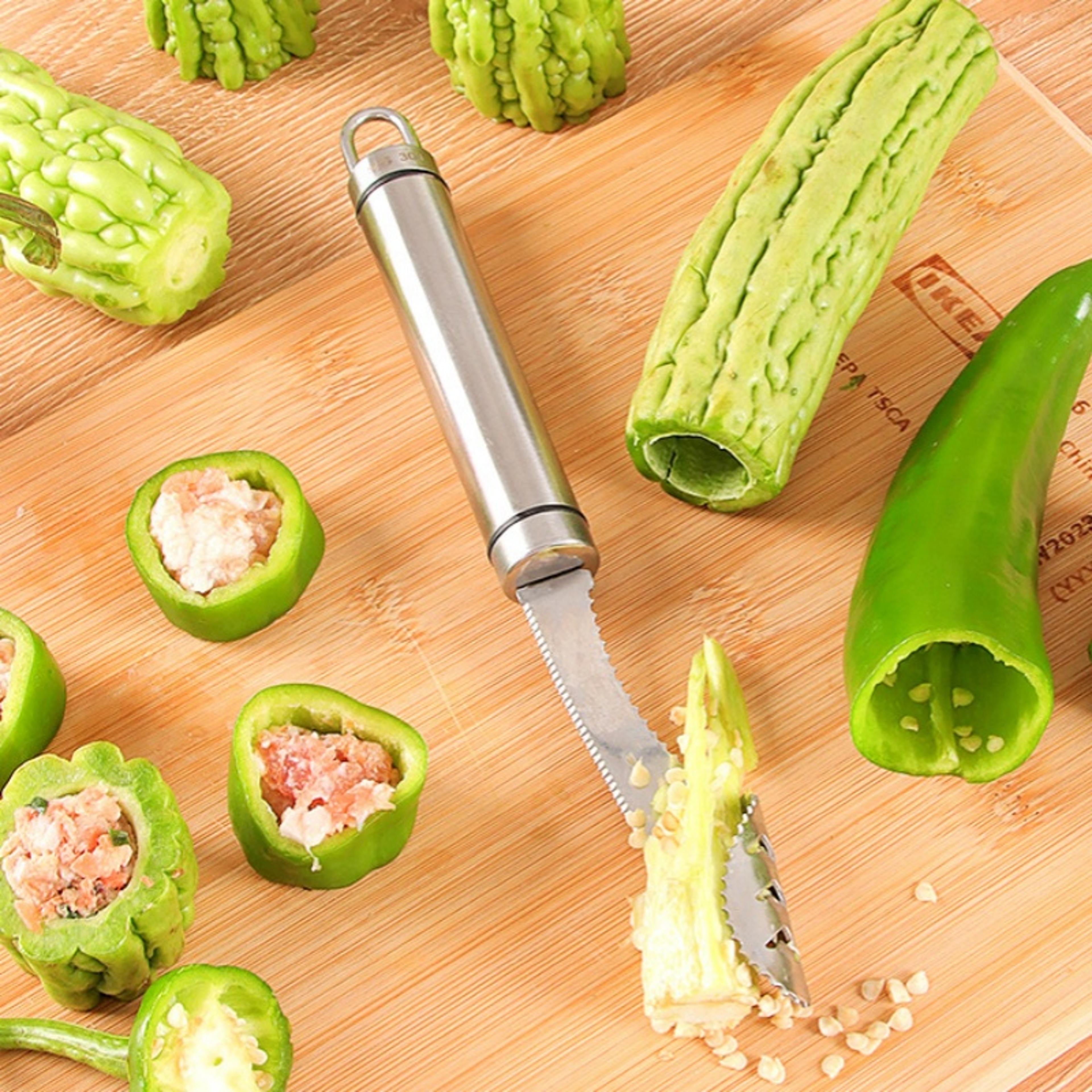 premium chili corer stainless steel pepper corer tool with seed remover for fast kitchen prep
