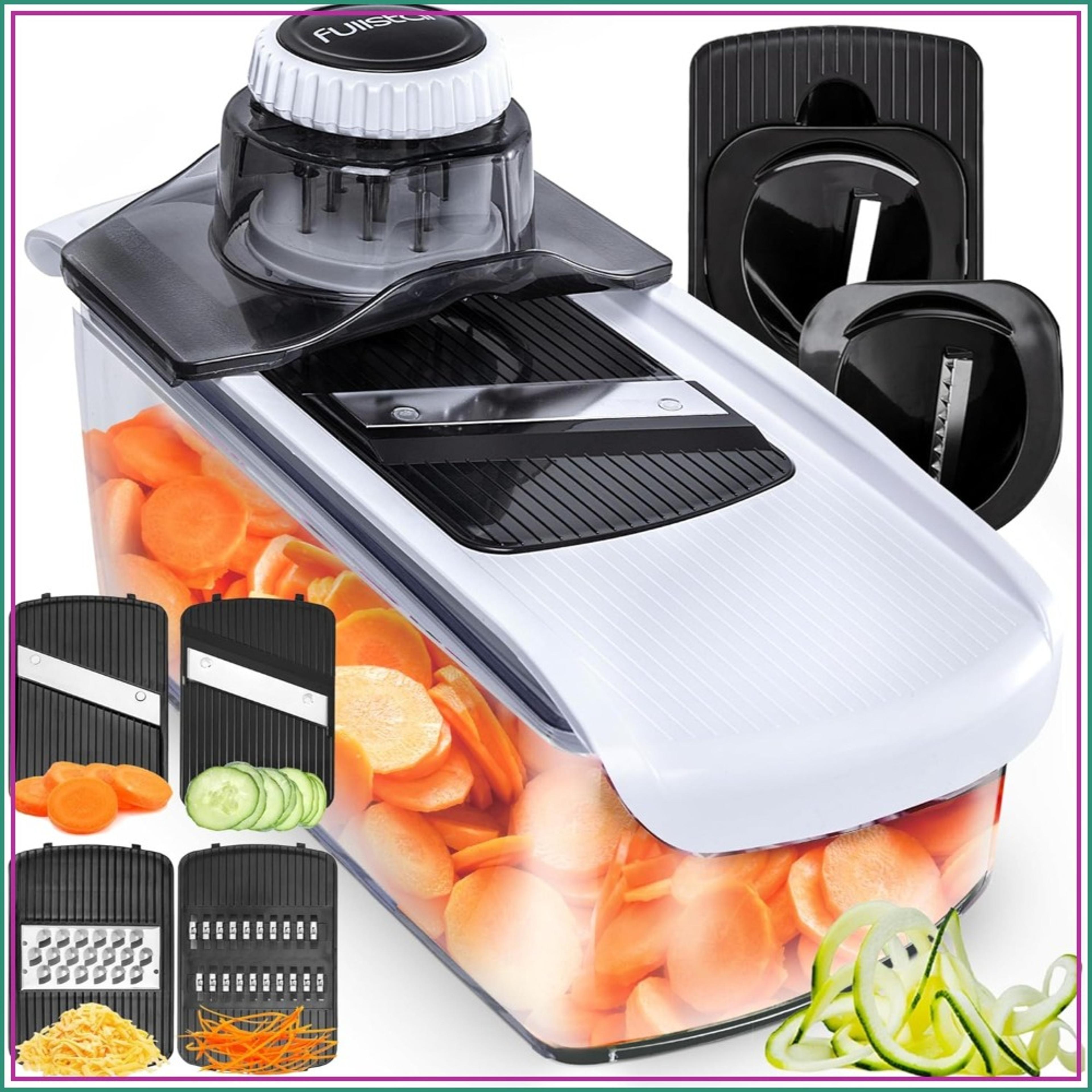 6 in 1 mando line slicer & vegetable slicer with cheese grater, spiralizer and safety glove