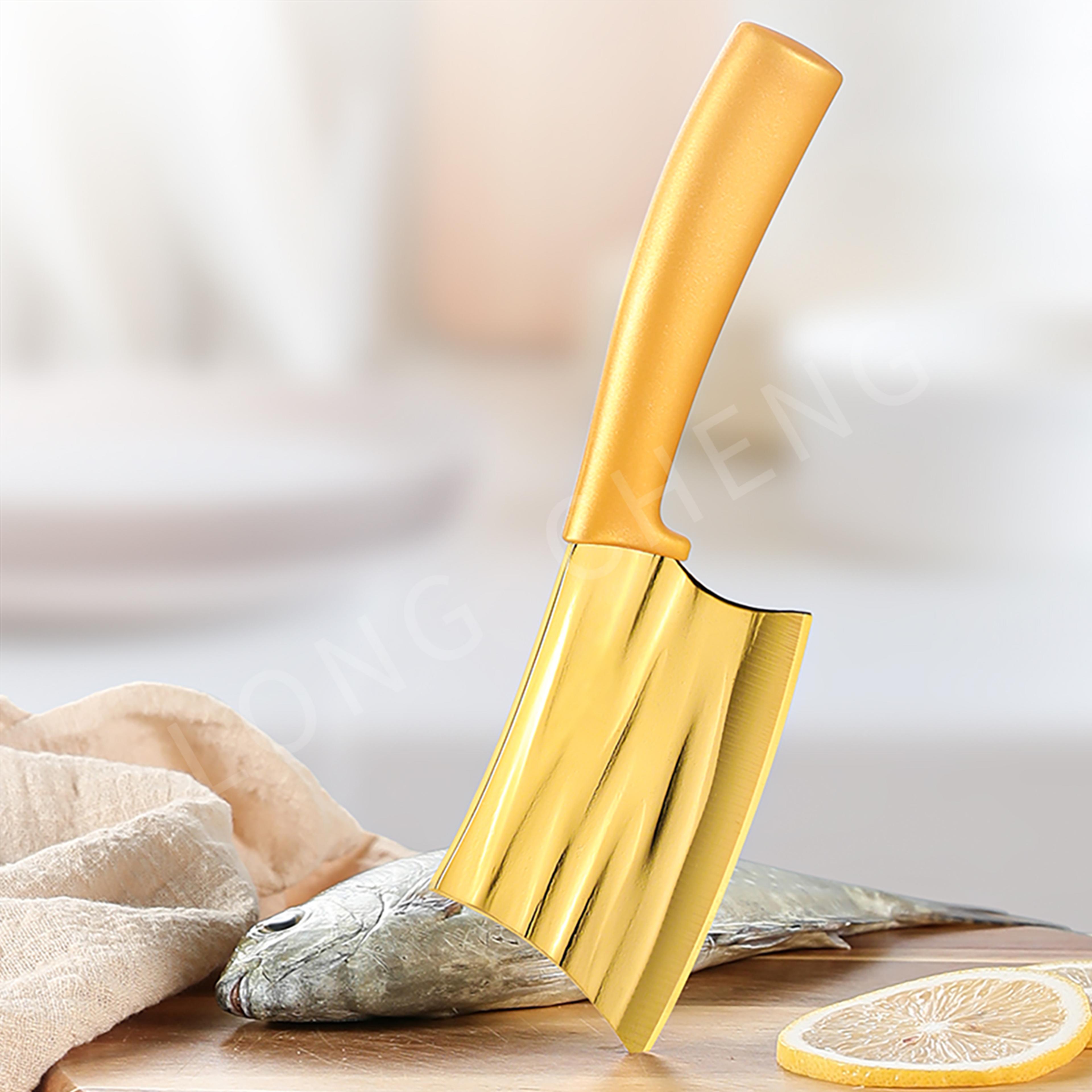 golden stainless steel chef knife for precision slicing, chopping & boning