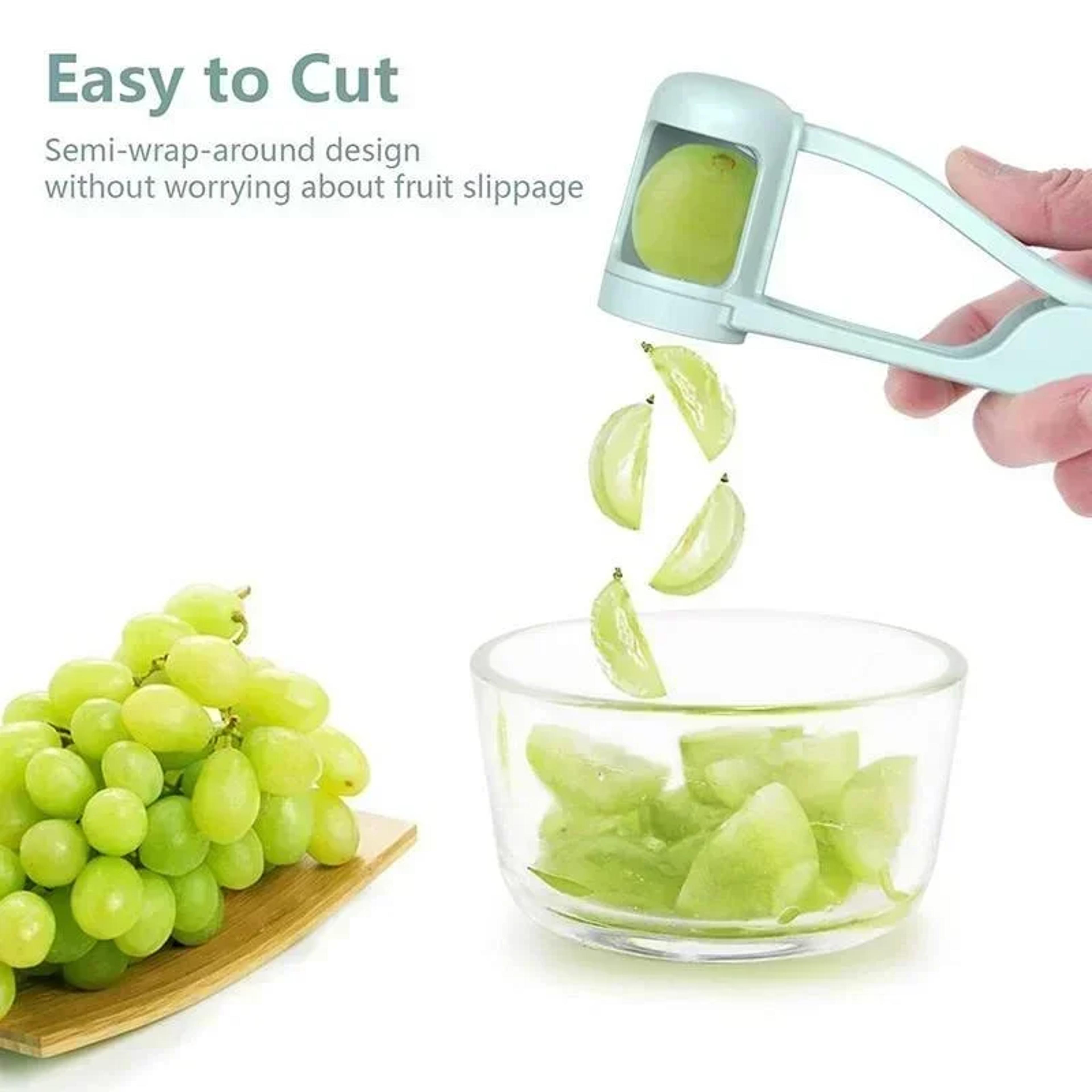 safe grape cutter & tomato slicer for toddlers 4-blade fruit slicer kitchen gadget