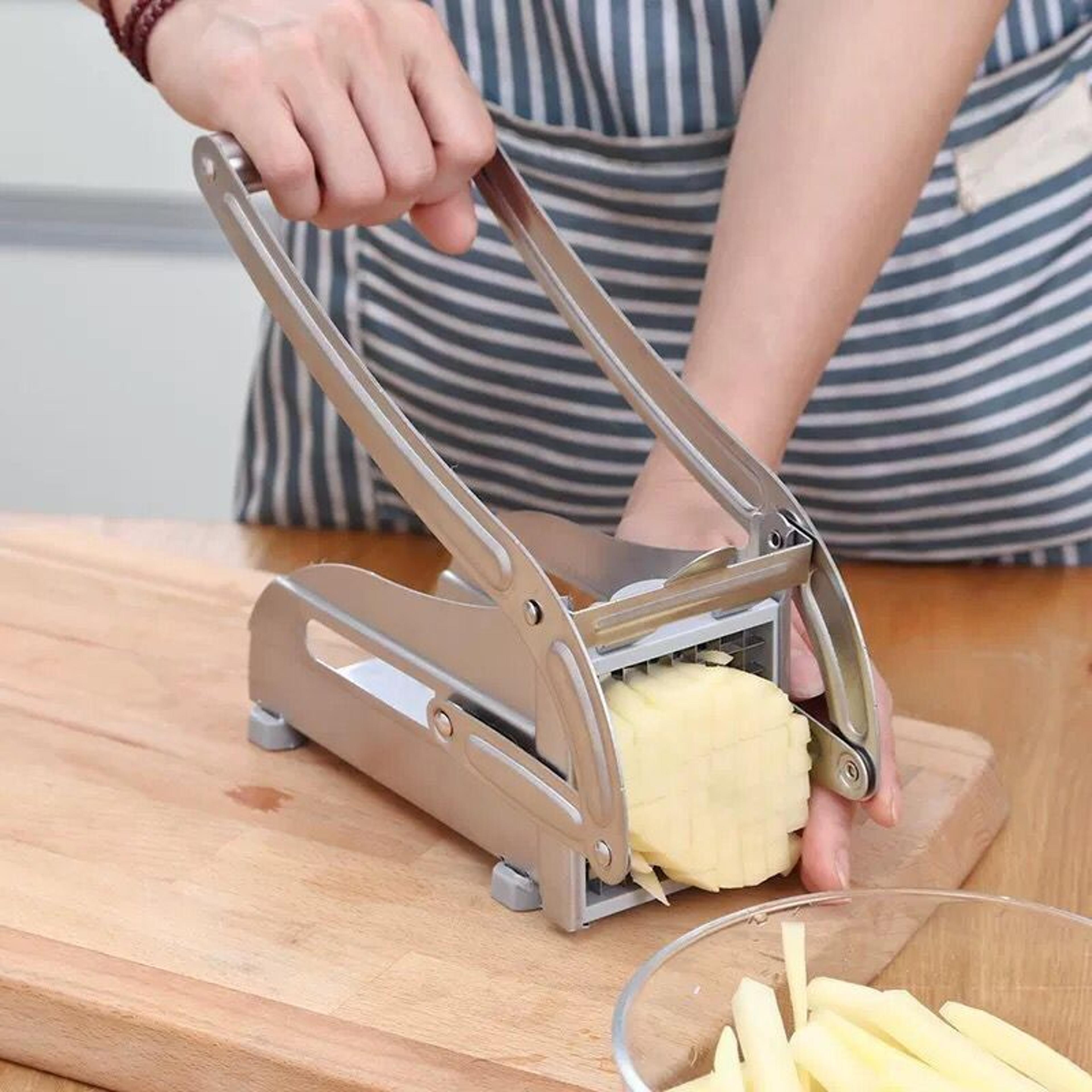 stainless steel french fry cutter with 2 blades manual potato slicer and french fries maker