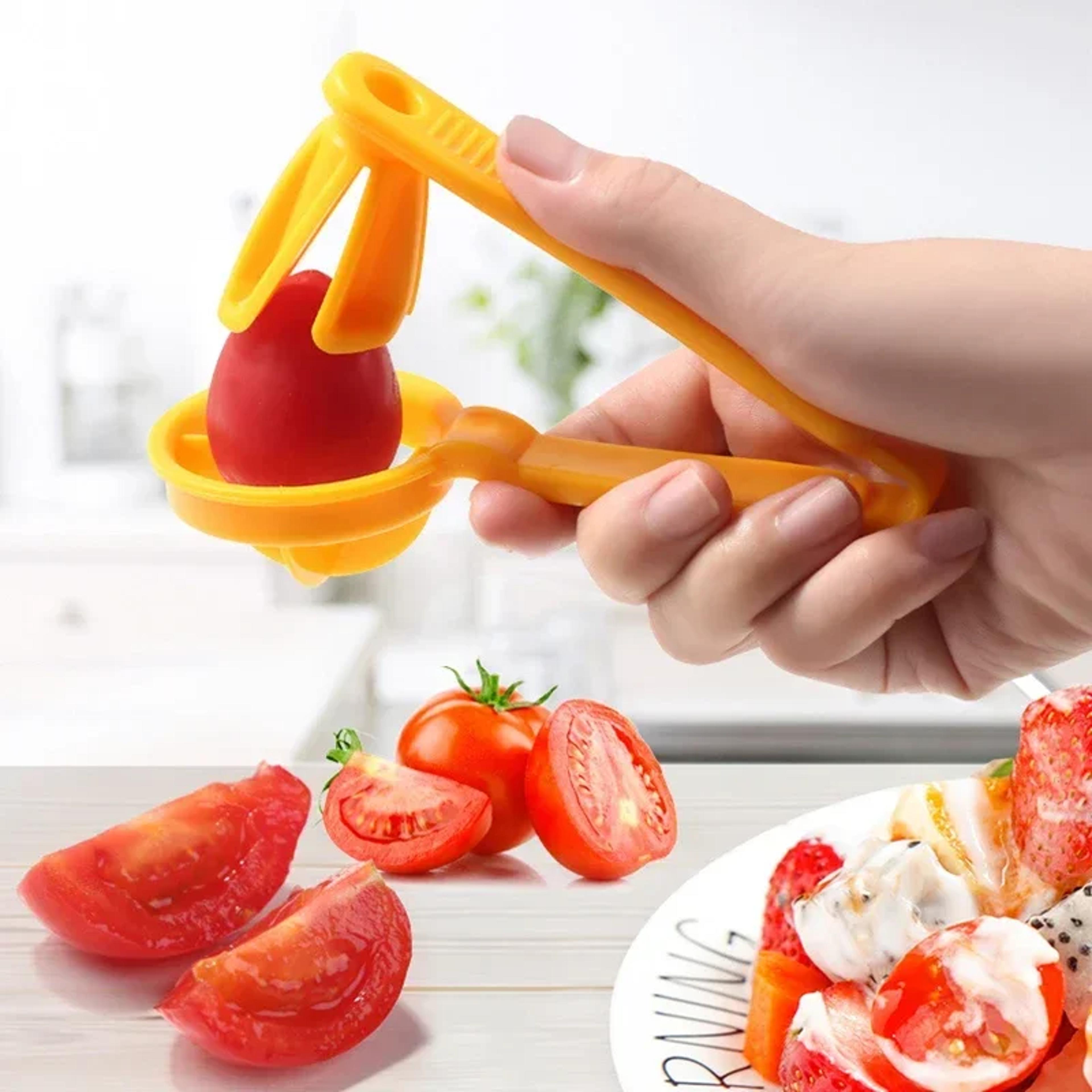 quick slice tomato slicer & grape cutter kitchen gadget for cherry tomatoes, grapes & small fruits