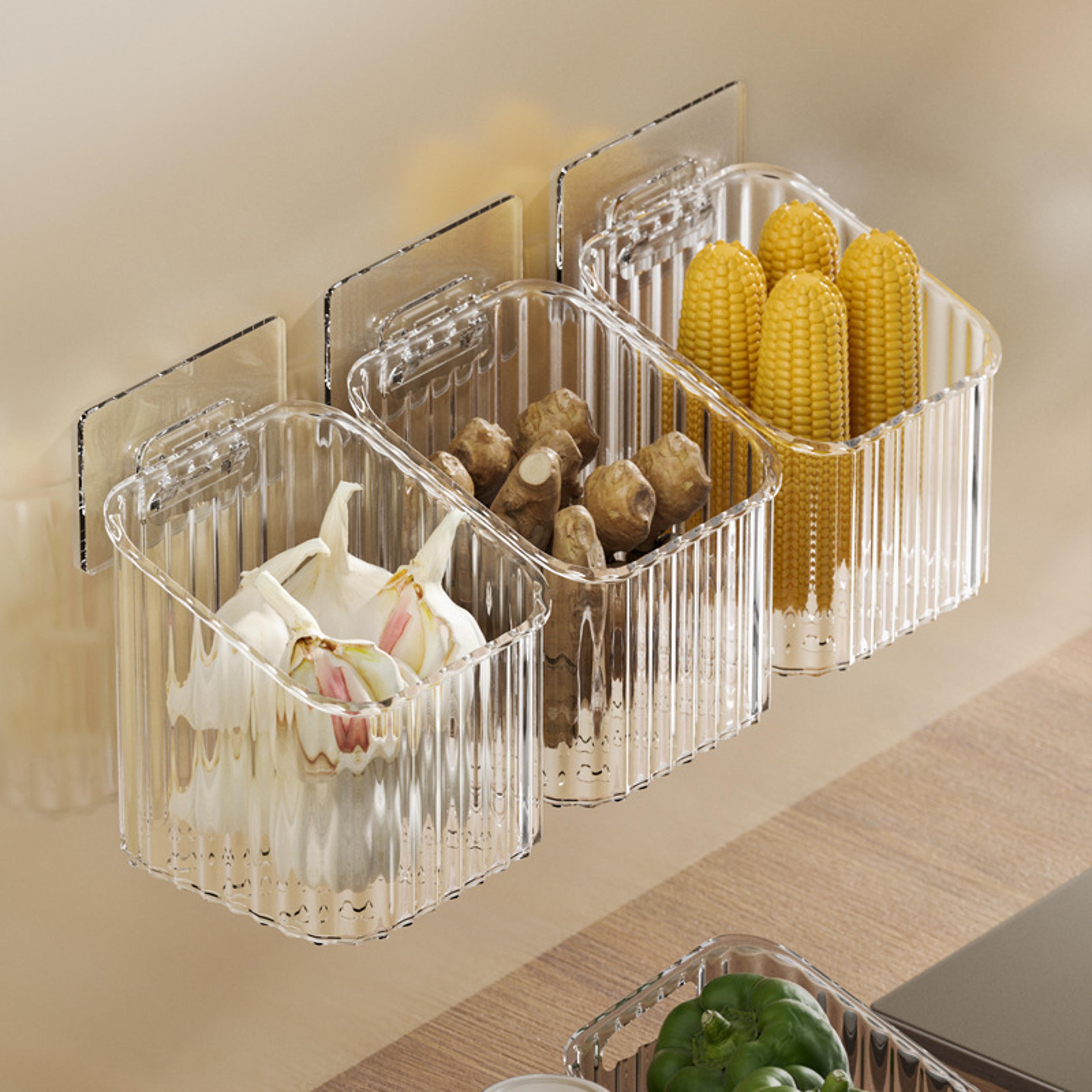 versatile storage rack for kitchen, onion, ginger, and garlic storage basket bathroom hanging basket, plastic storage