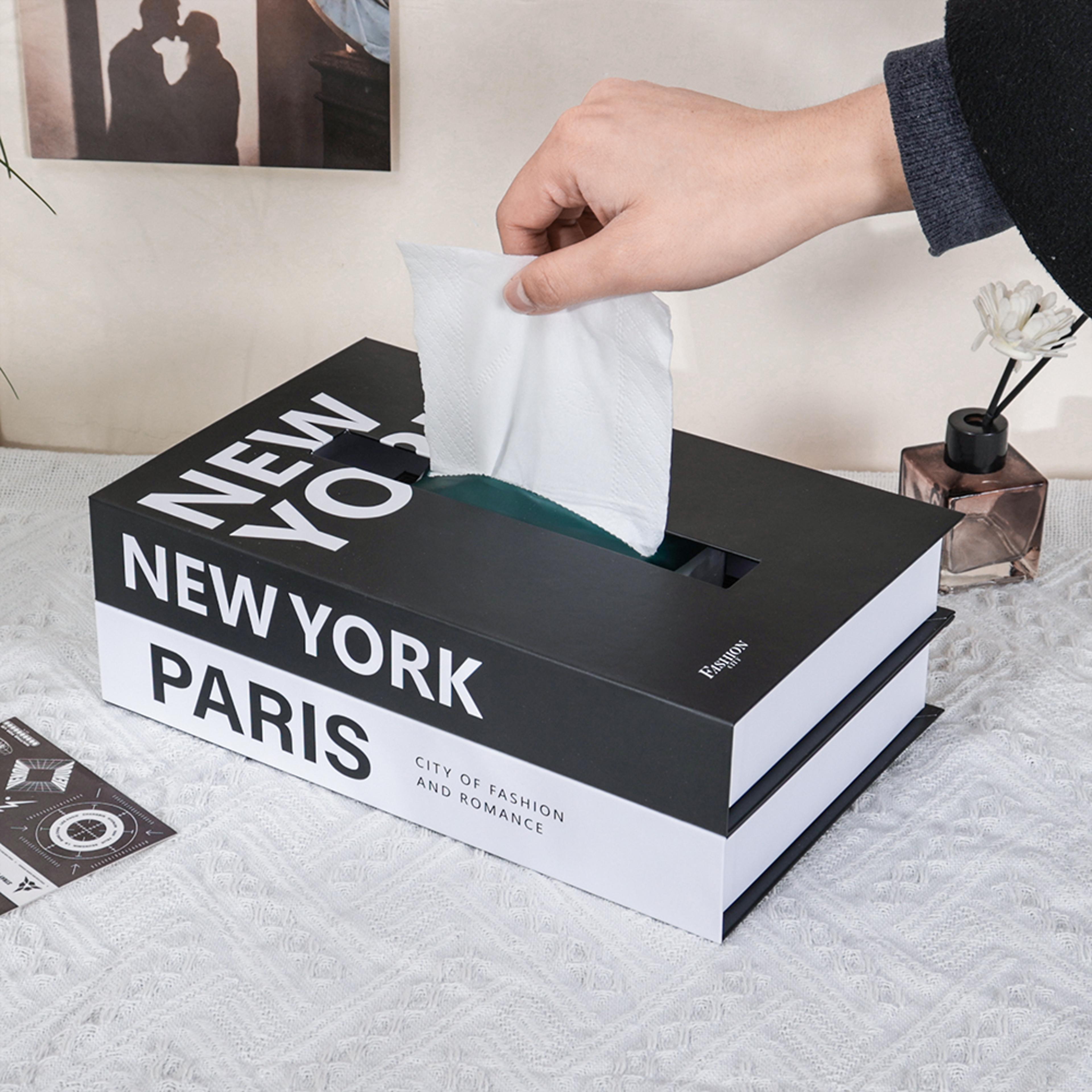 luxury book style tissue box cover, elegant napkin holder case for home, hotel, office decor
