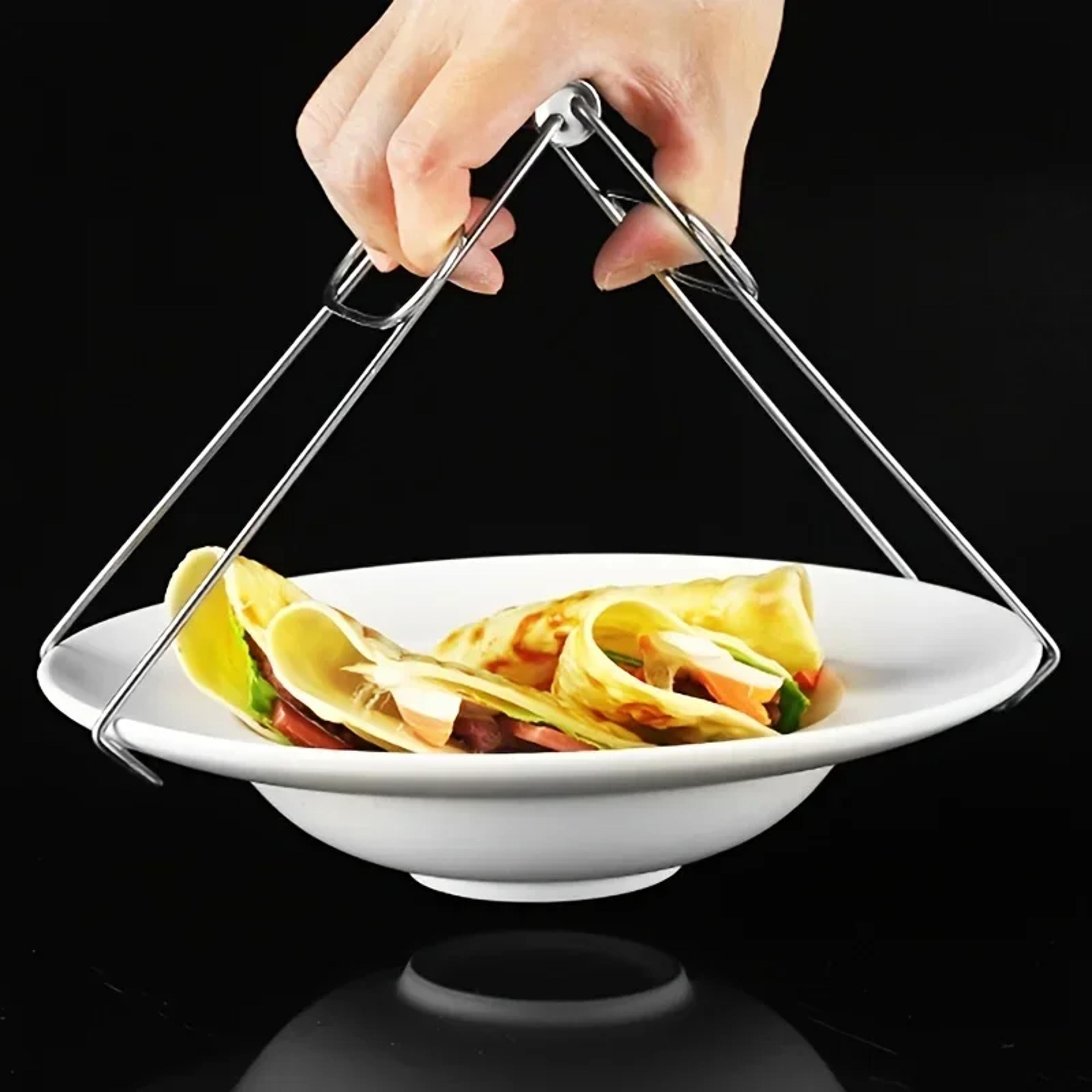 1-5pcs stainless steel foldable hot dish clamp, anti-scald bowl clip, plate pot gripper, kitchen utensil holder tool