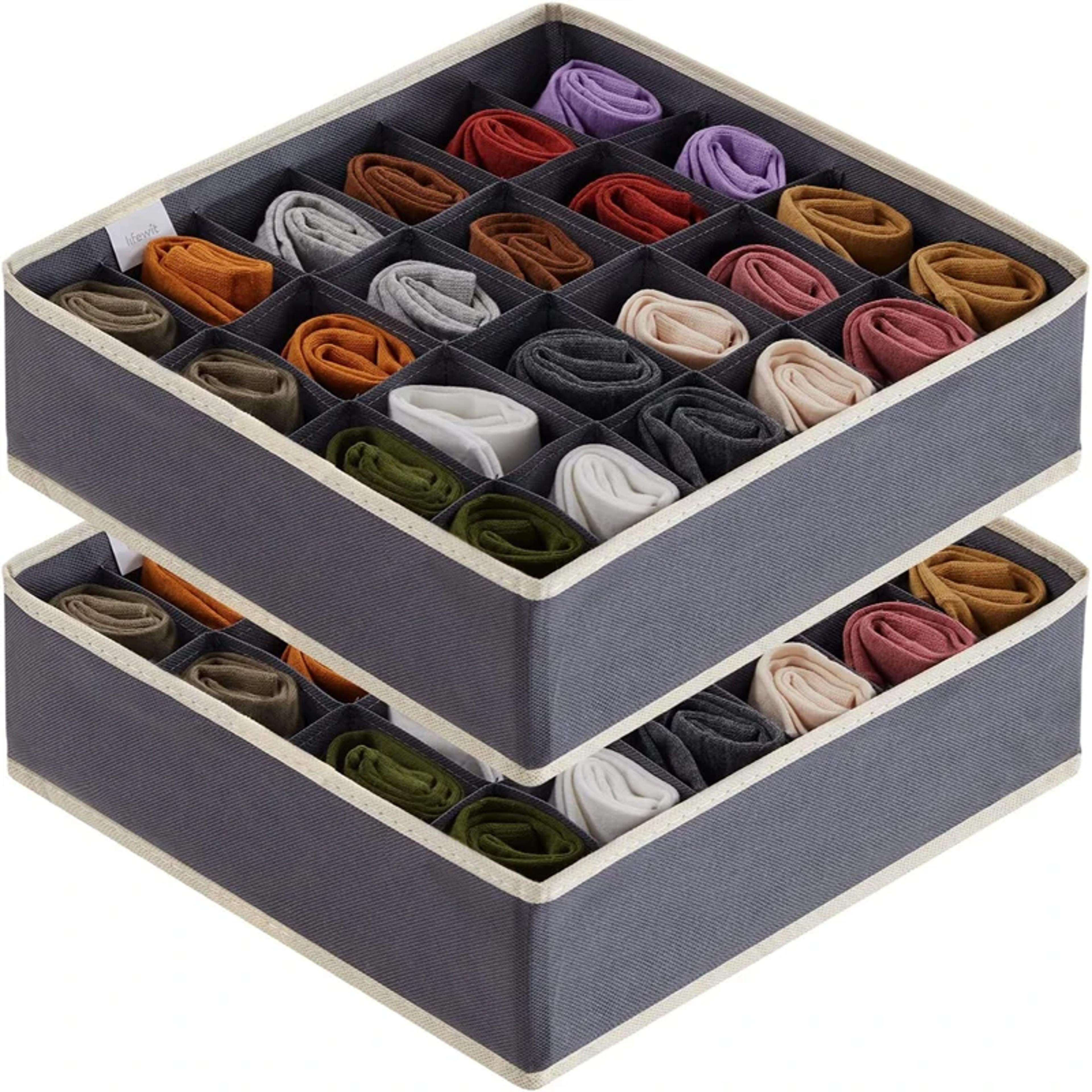 foldable closet organizer drawer divider, storage box for socks, underwear ties, space-saving cabinet organization bins