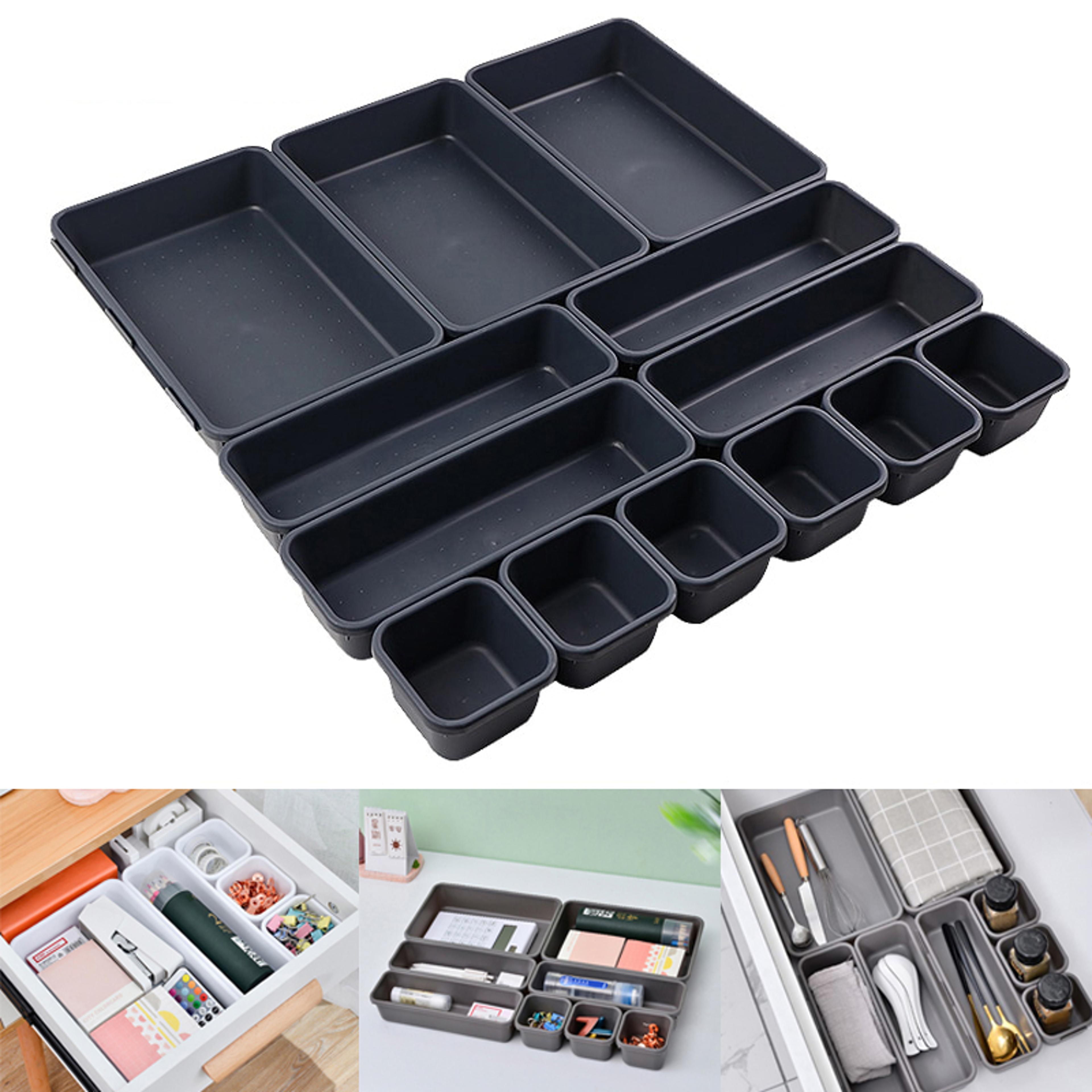 13pcs drawer organizers separator, home, office storage box for desk, kitchen, bathroom, makeup, stationery & more