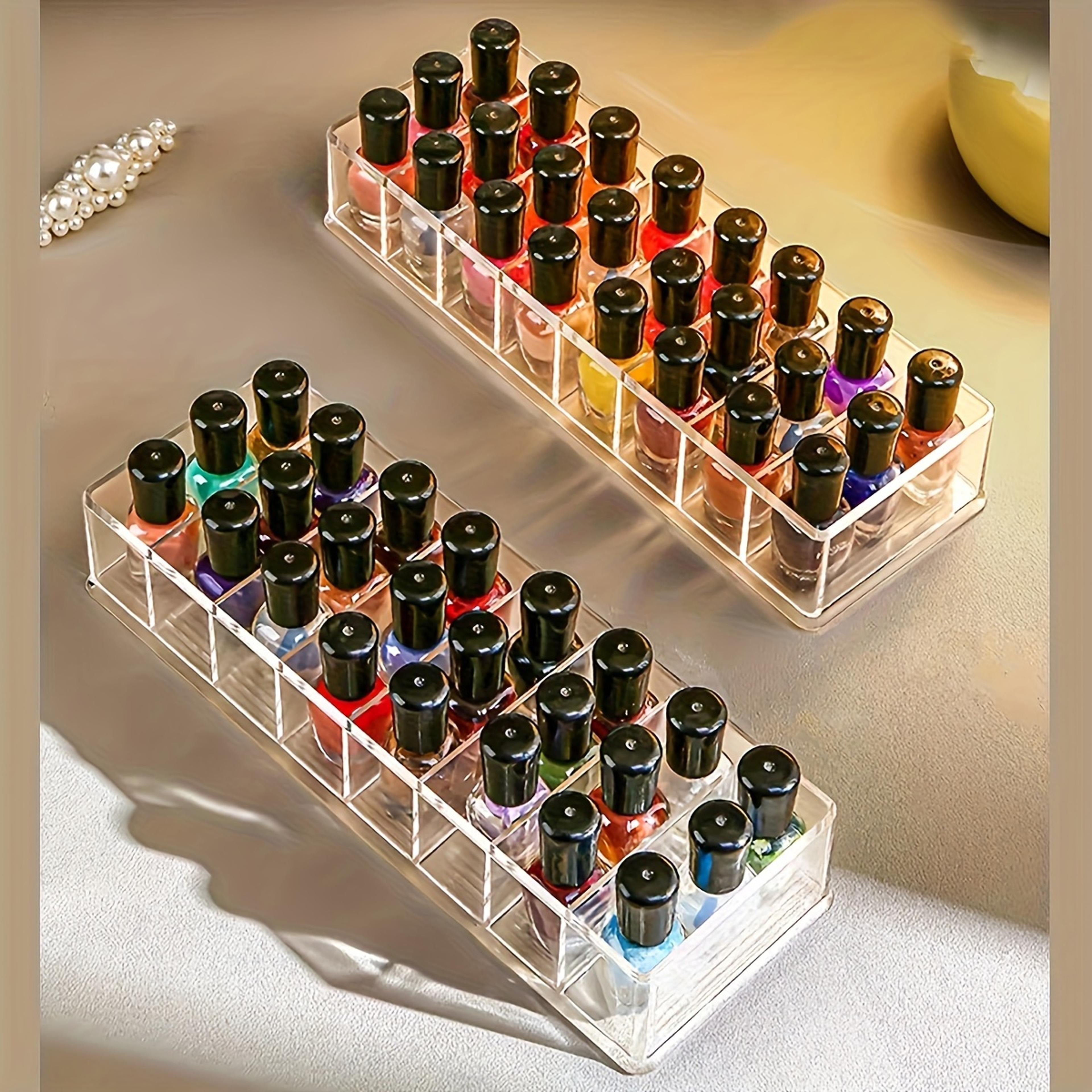 acrylic nail polish organizer, clear display rack for cosmetic storage, durable & easy to clean nail studio props