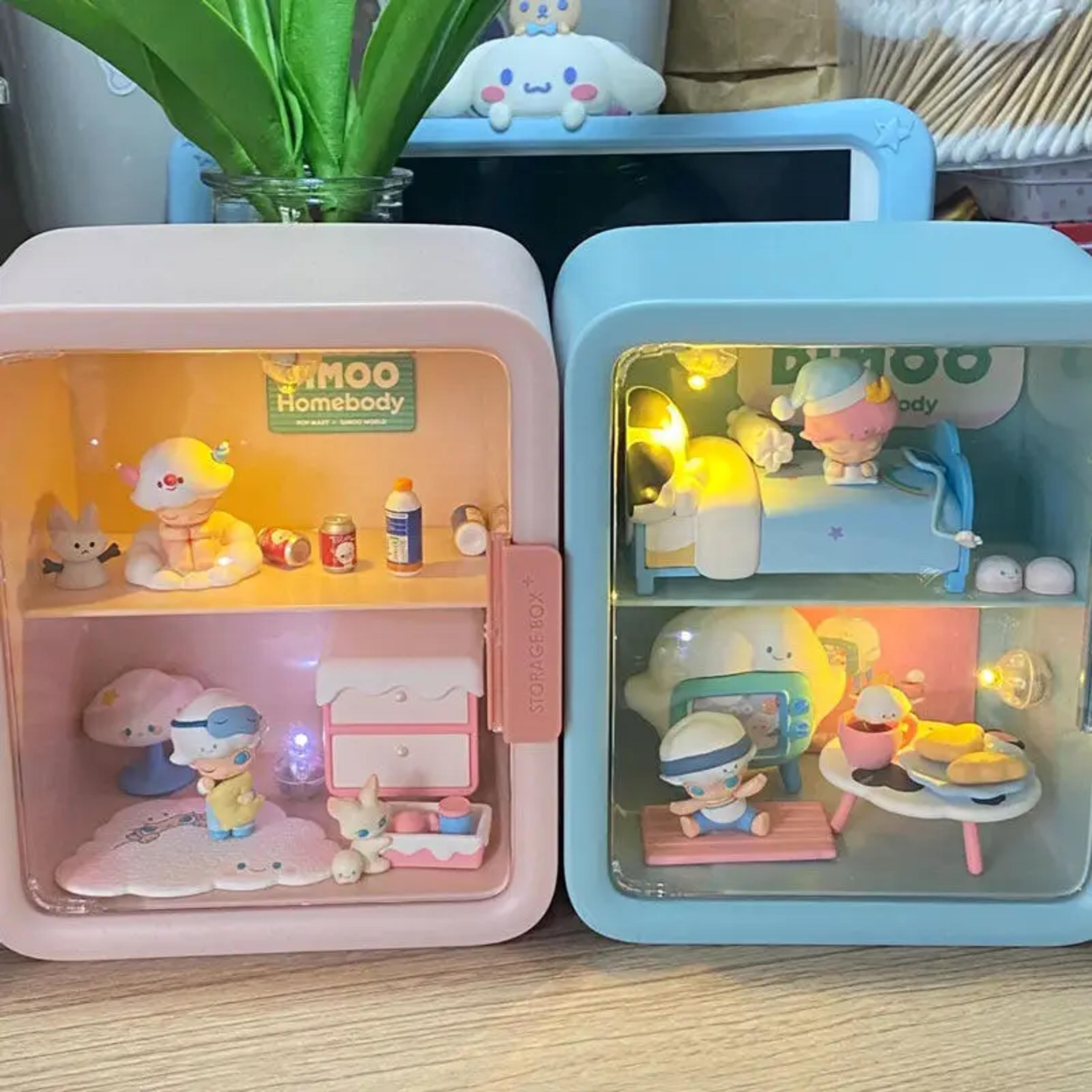 rectangle box storage, anime figure & doll collection display stand organizer case for dimoo home decor