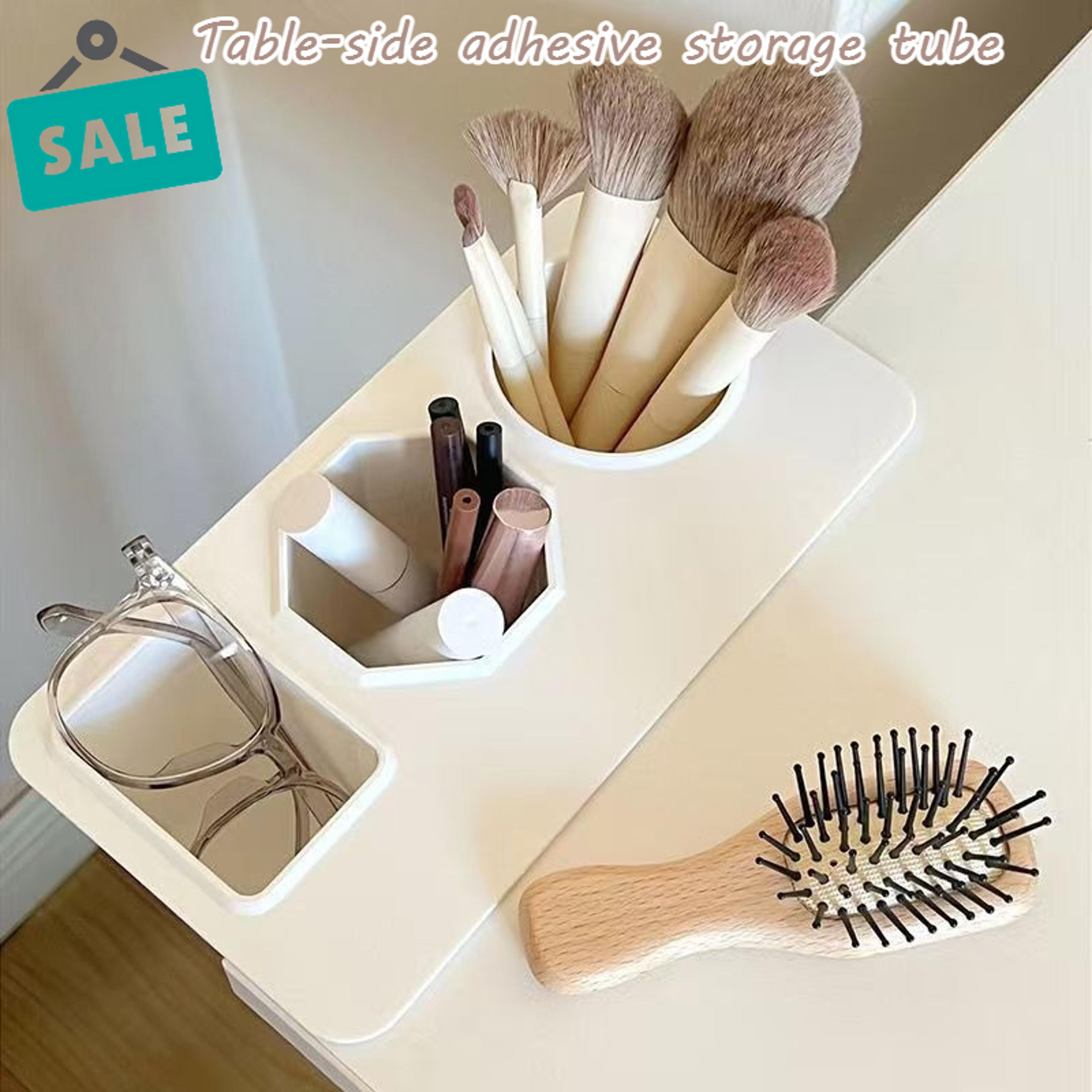 simple and multifunctional table side adhesive makeup brush storage tube student stationery, pen holder.