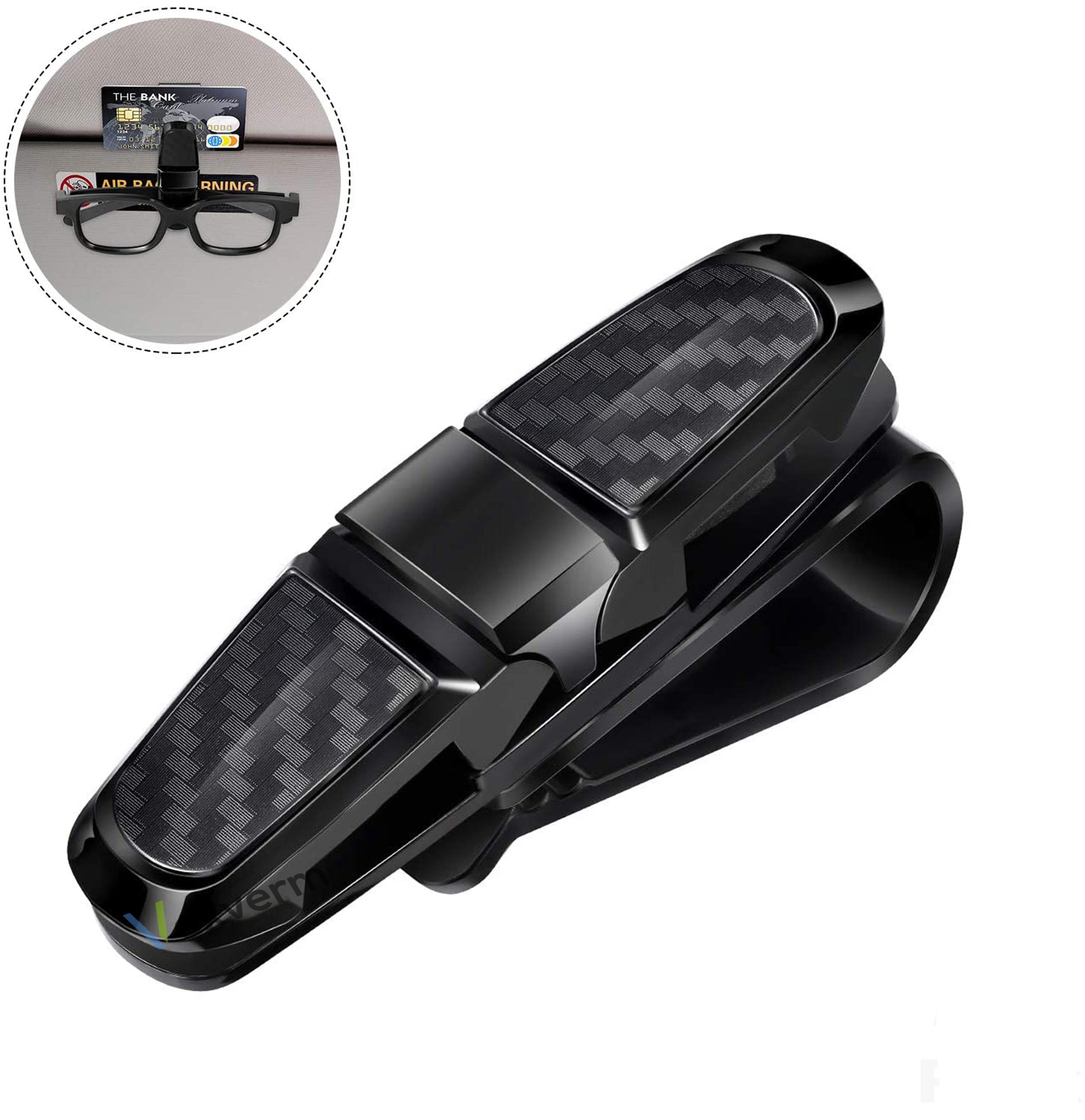 vexverm car glasses holder, portable abs sunglasses clip for sun visor, universal eyeglasses case, ticket, card clamp