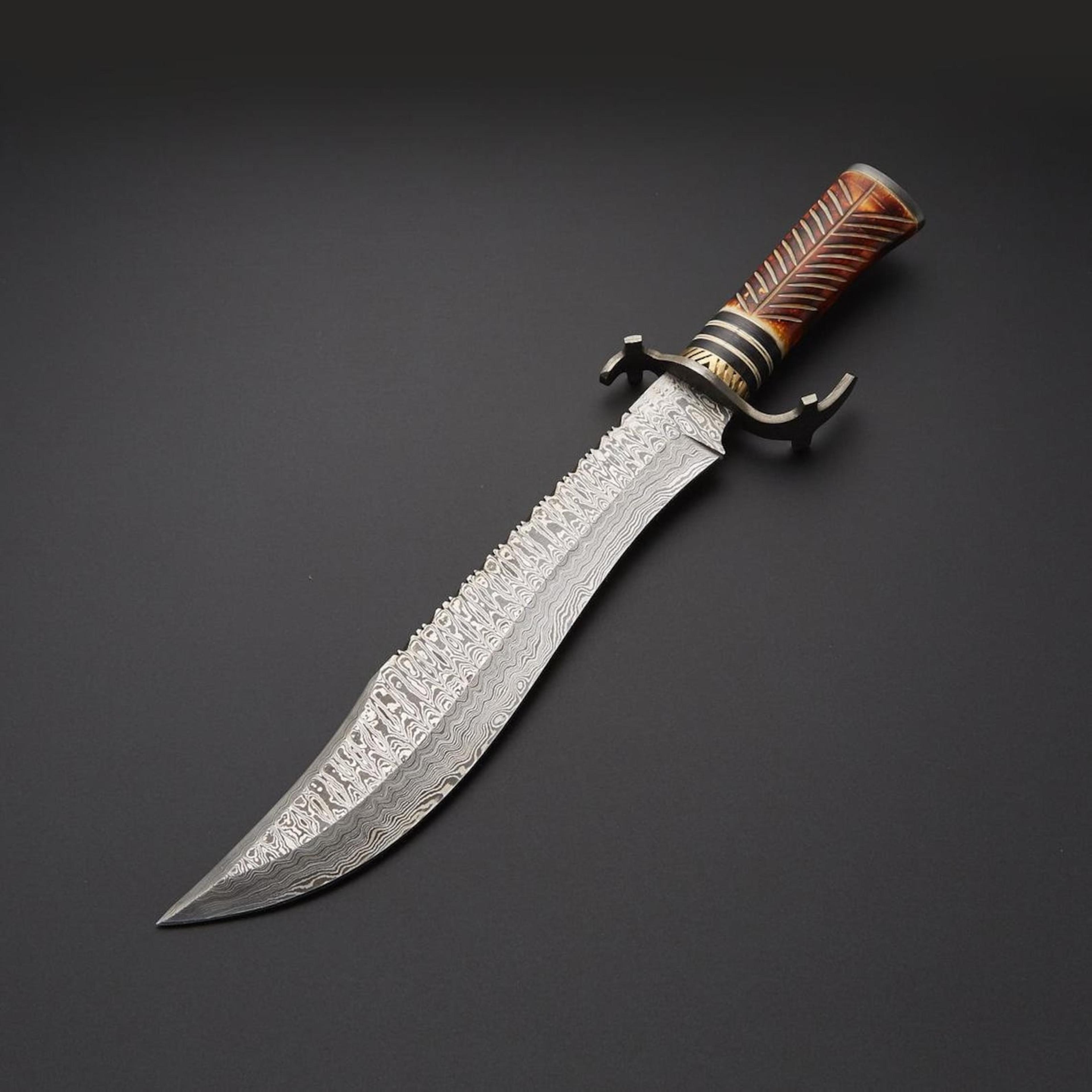 handmade damascus bowie knife – bold performance with timeless craftsmanship | gift for him, hunters & collectors